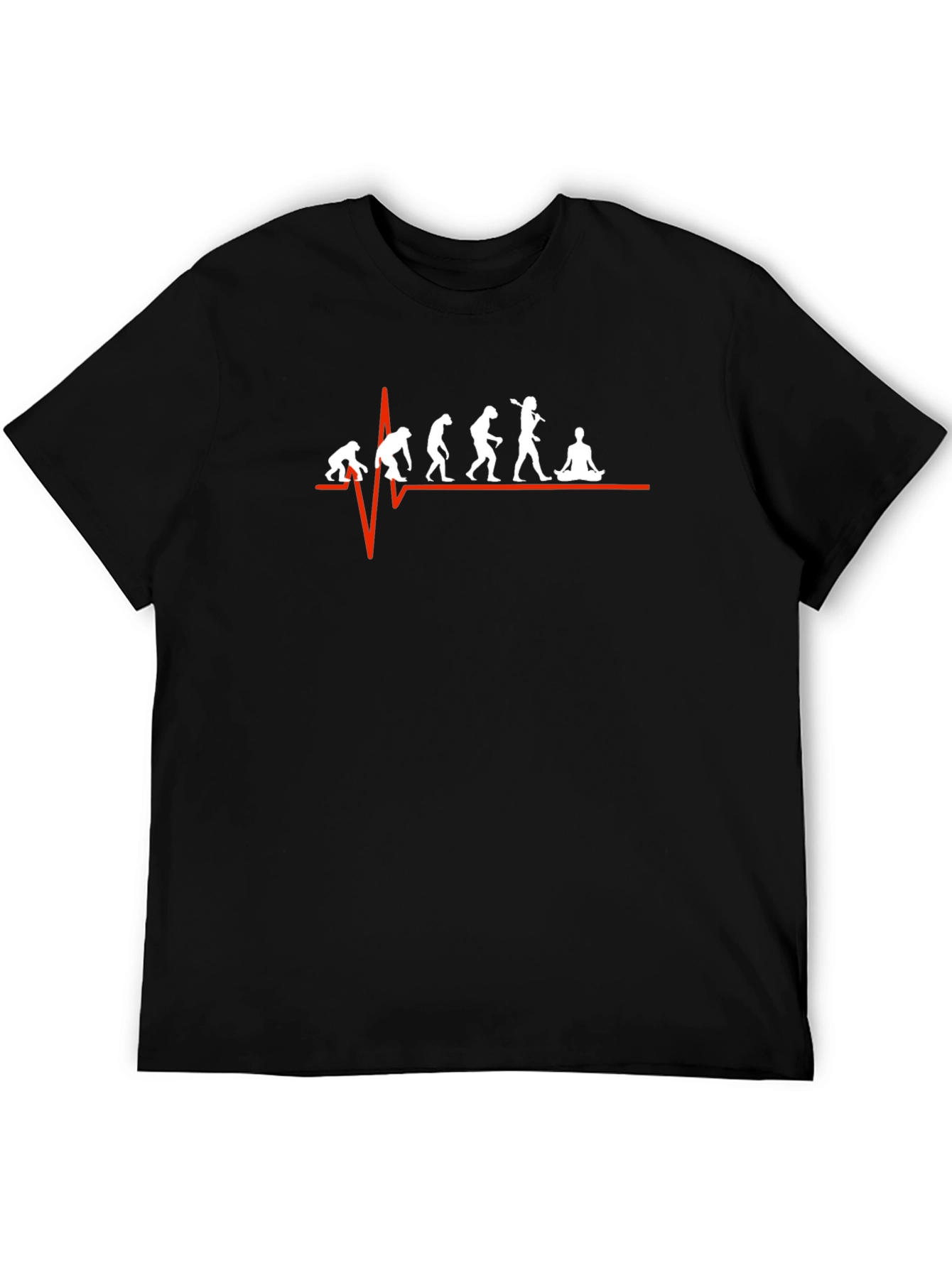 Black Evolution Meditation Men's Black T-Shirt view 5