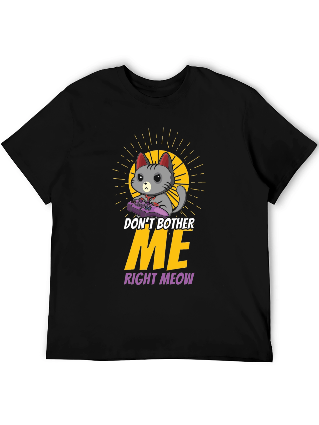 Black Don't Bother Me Gaming Cat T-Shirt view 5