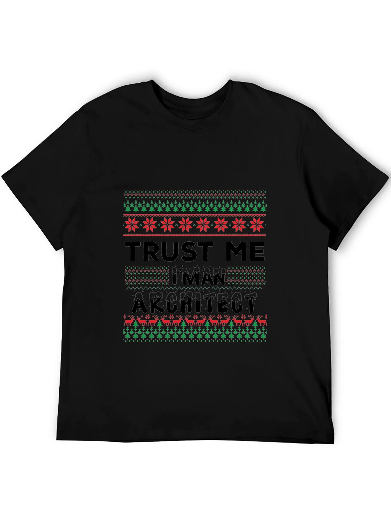 Black Trust Me I'm An Architect Ugly Christmas Sweater T-Shirt view 5