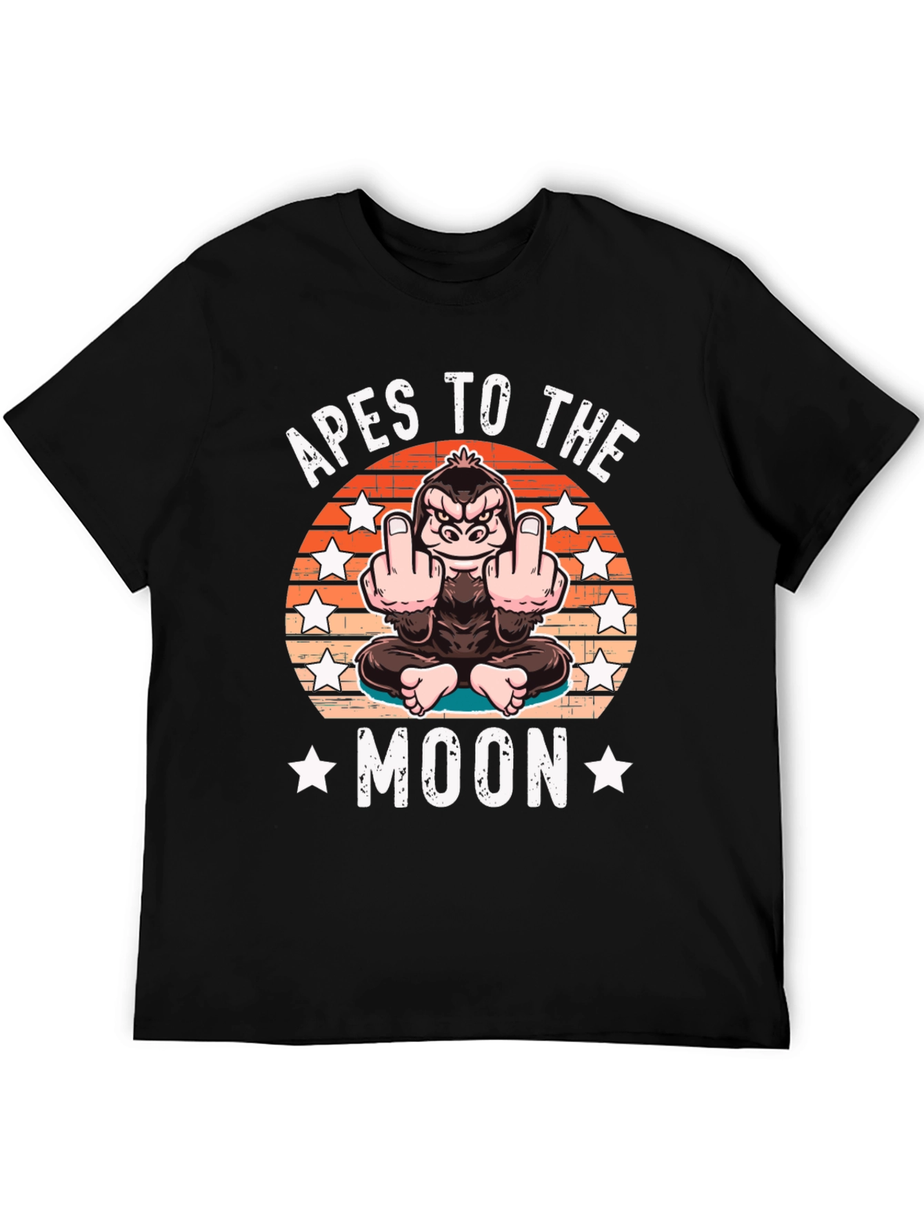 Black Apes to the Moon Funny Graphic T-Shirt view 5
