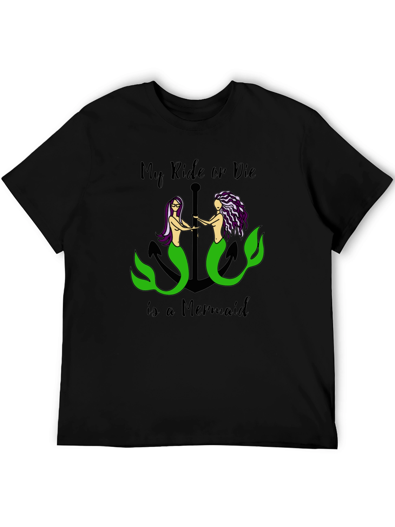 Black Ride or Die Mermaid Graphic Tee view 5