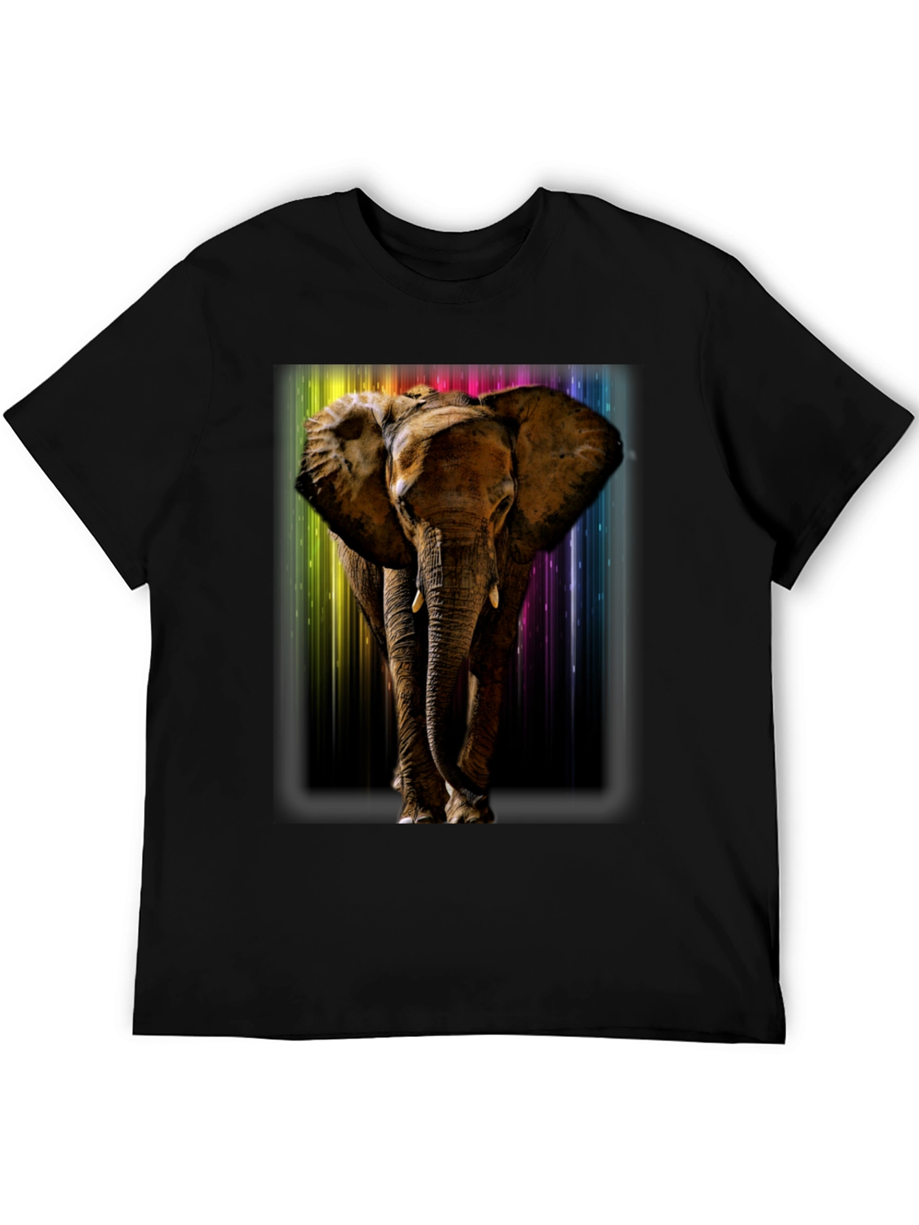 Black Elephant Rainbow T-Shirt - Men's Black Tee view 5