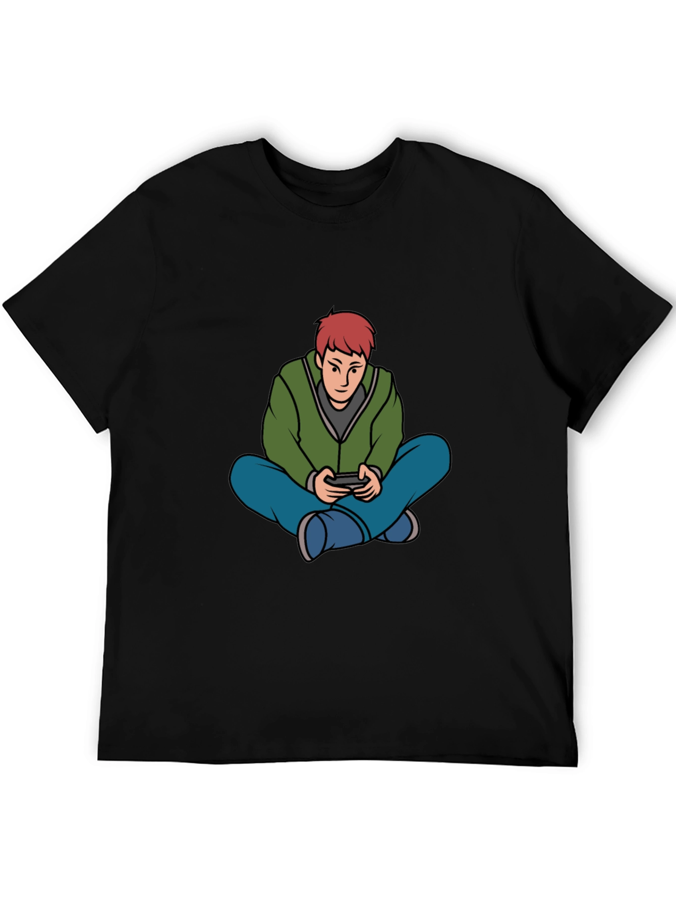 Black Gamer Cartoon Graphic Black T-Shirt view 5
