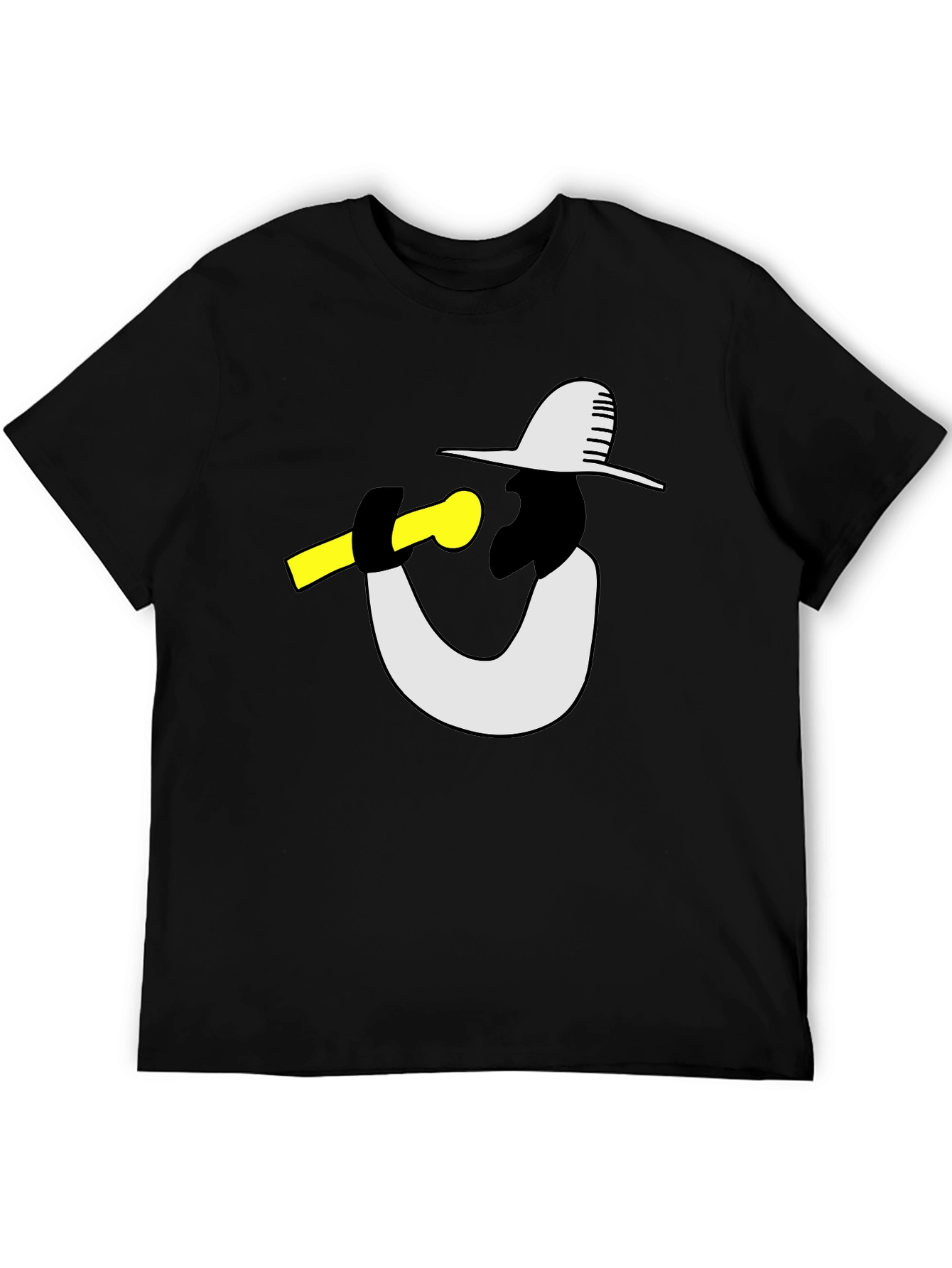 Black Cool Graphic Tee - Musician with Hat view 5