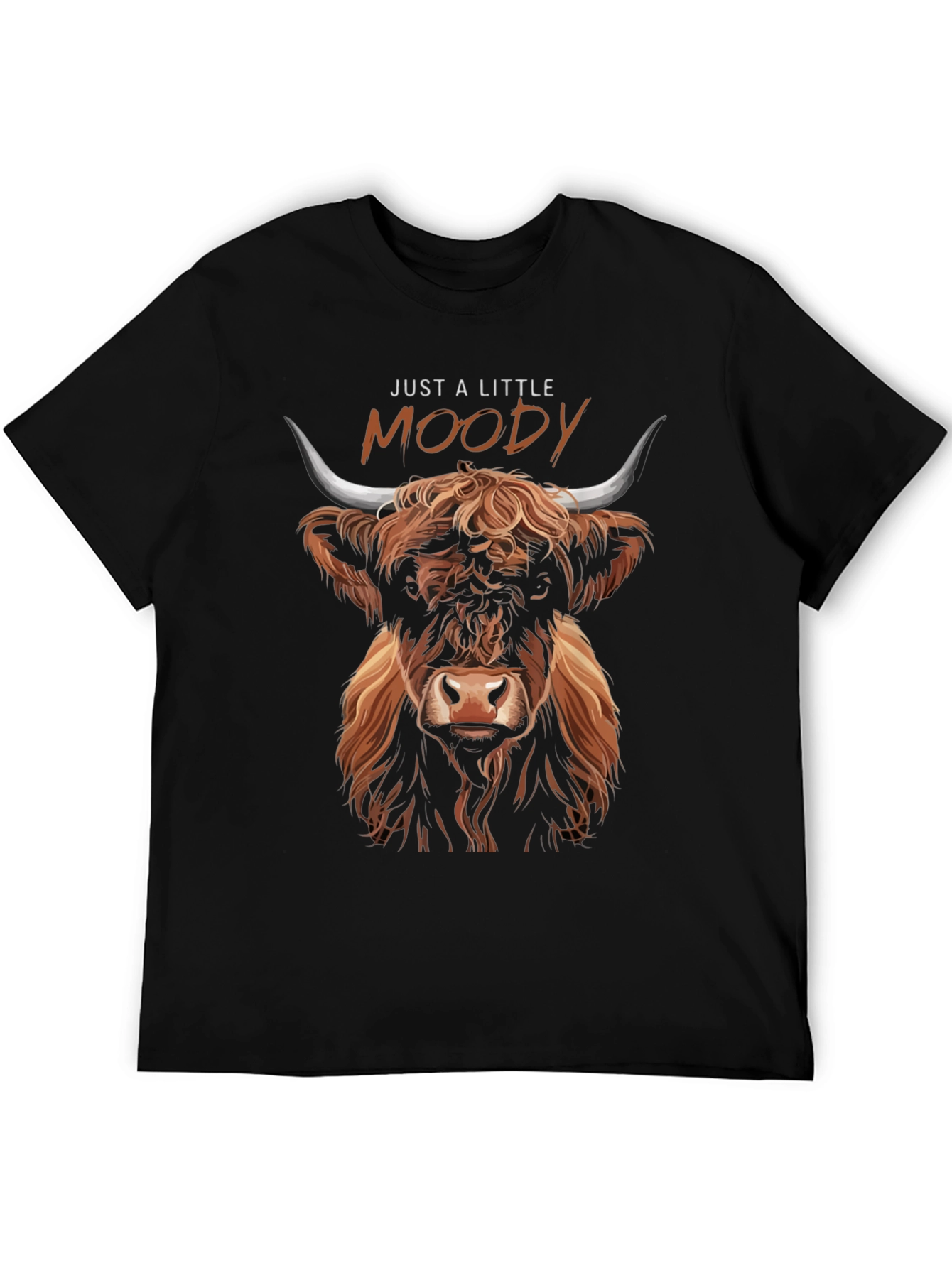 Black Just A Little Moody Highland Cow Graphic Tee view 5
