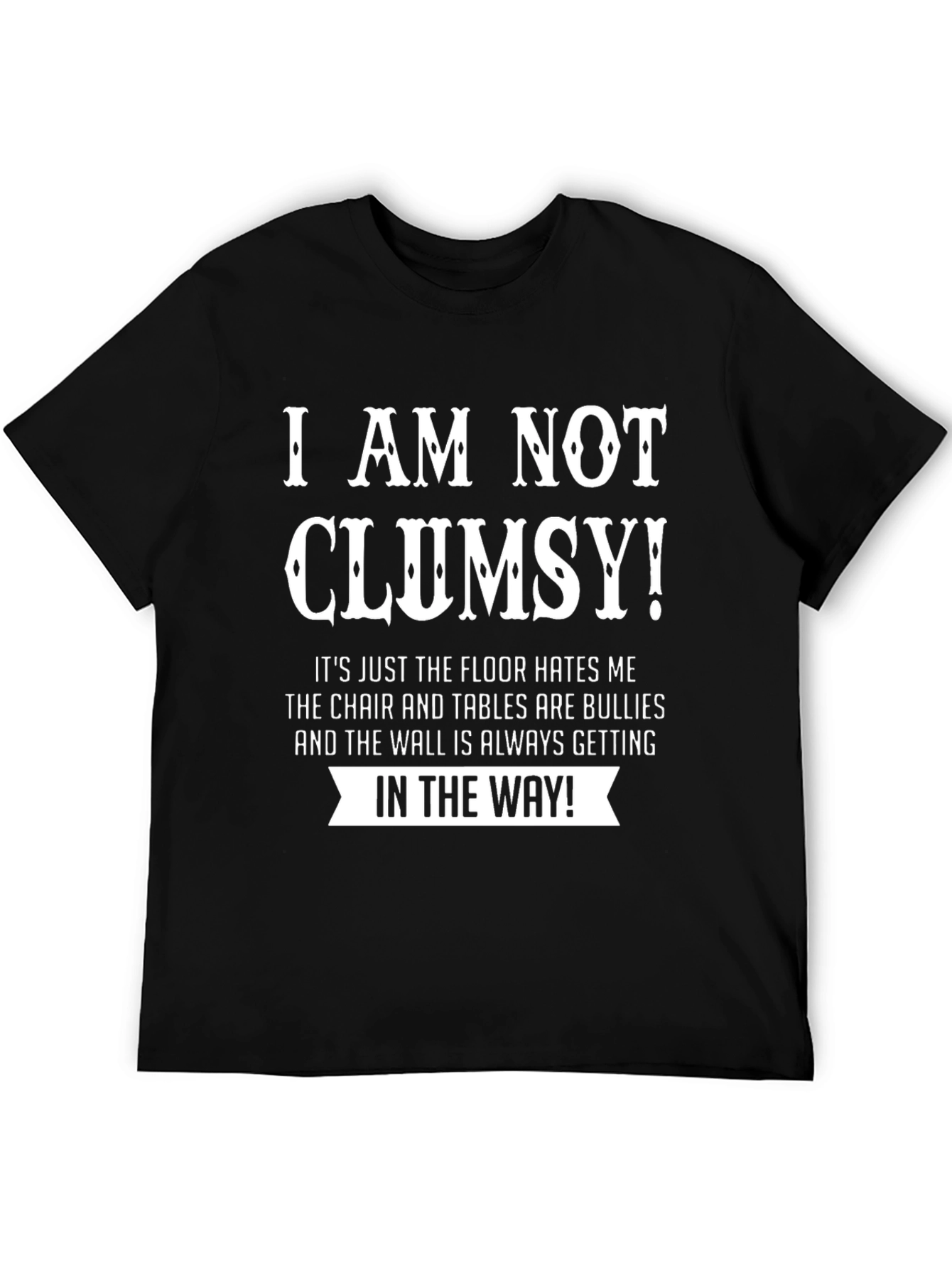 Black Humorous Clumsy T-Shirt - Floor Hates Me! view 5