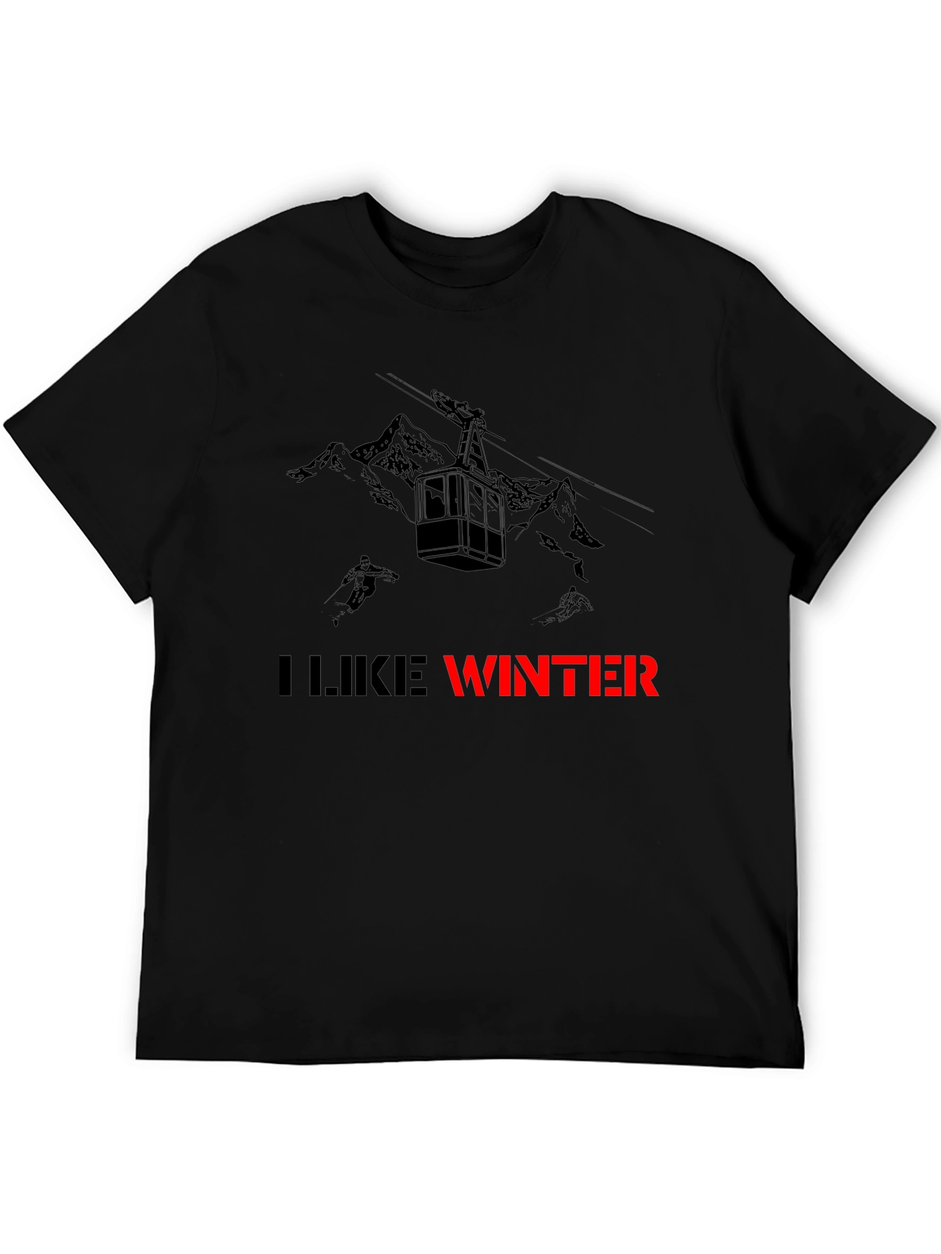 Black I Like Winter Graphic Tee - Black view 5