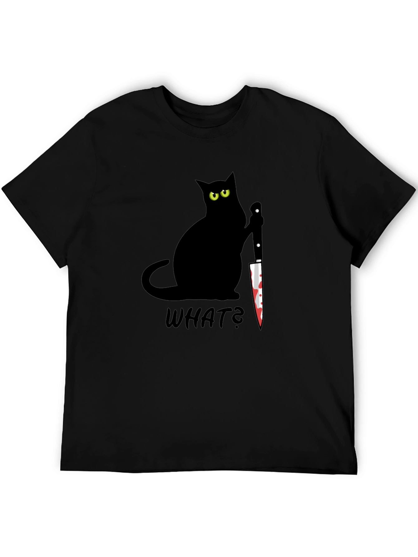 Black Black Cat What? Bloody Knife Graphic Tee view 5