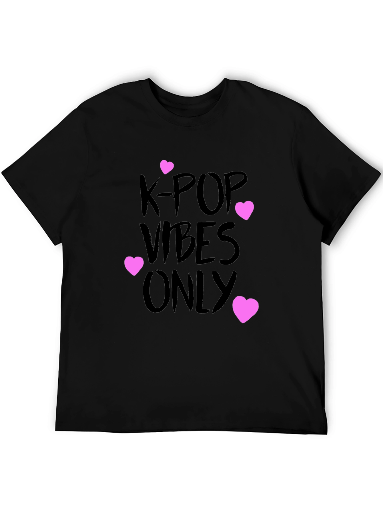 Black K-Pop Vibes Only Graphic Tee - Black view 5
