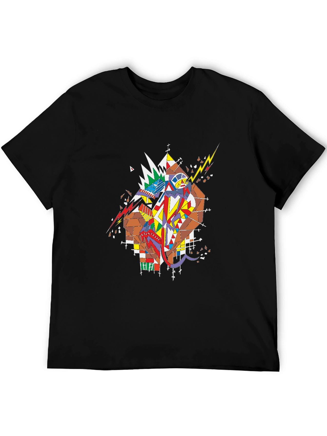 Black Abstract Graphic Print Black T-Shirt view 5
