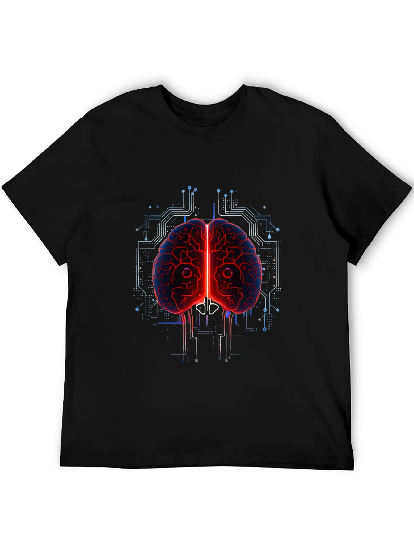Black Tech Brain Graphic Tee - Black Cotton Blend view 5