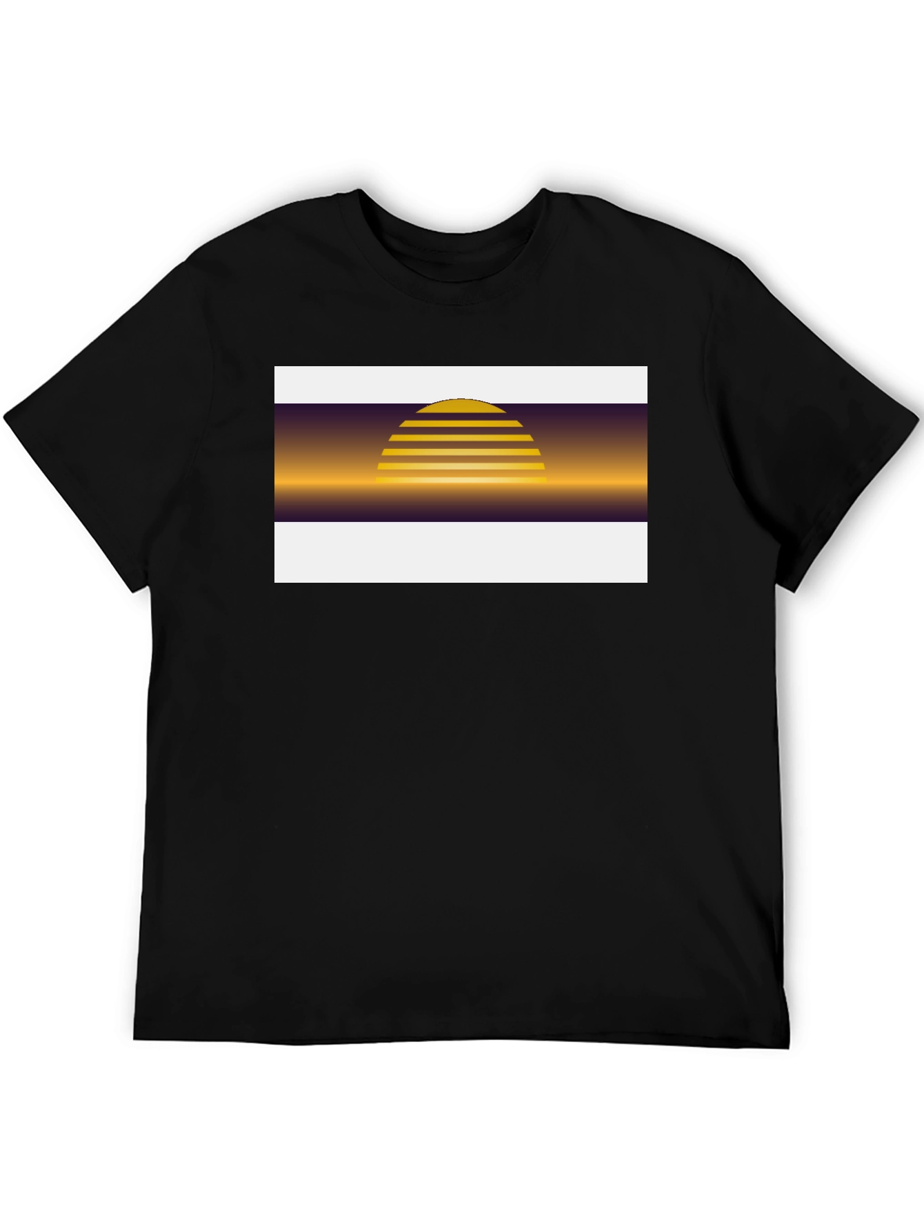 Black Retro Sunset Graphic Tee - Black Cotton Blend view 5