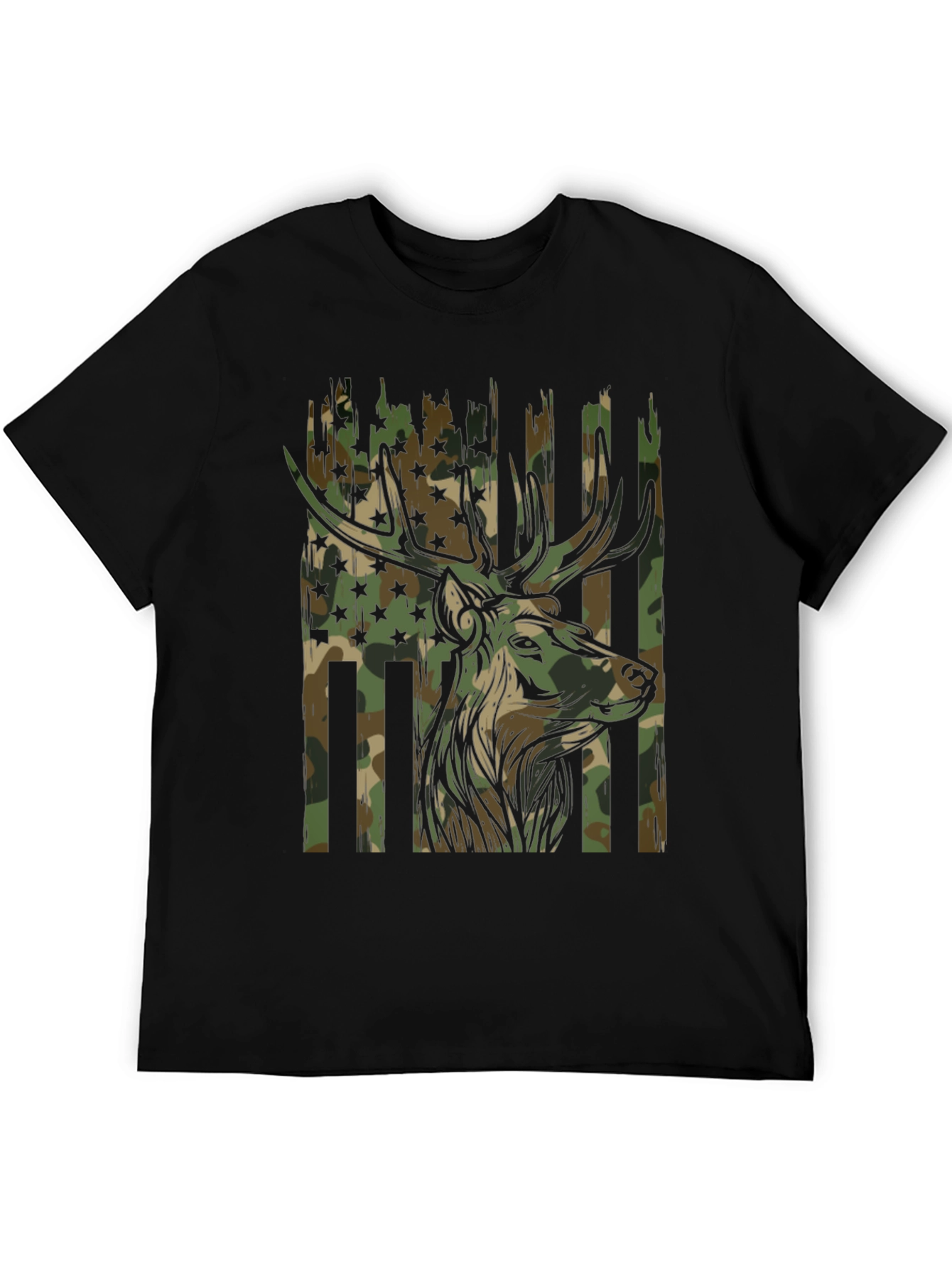 Black Camouflage Deer Graphic Tee - Men's Black T-Shirt view 5