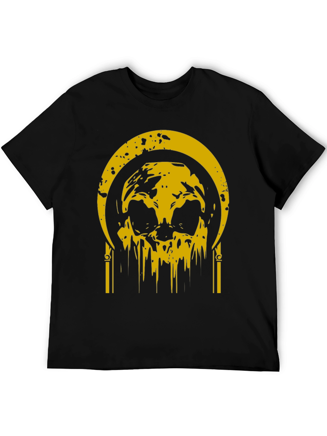 Black Black T-Shirt with Golden Skull Graphic view 5