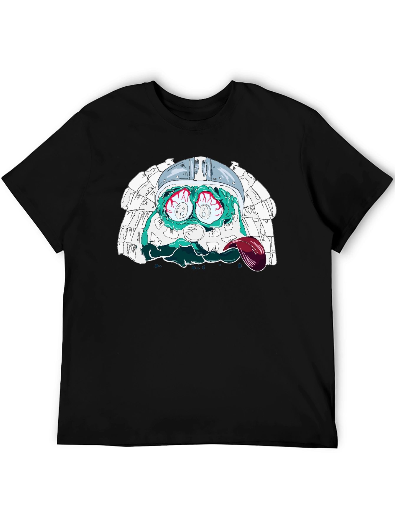 Black Eye-Popping Cartoon Graphic Black T-Shirt view 5