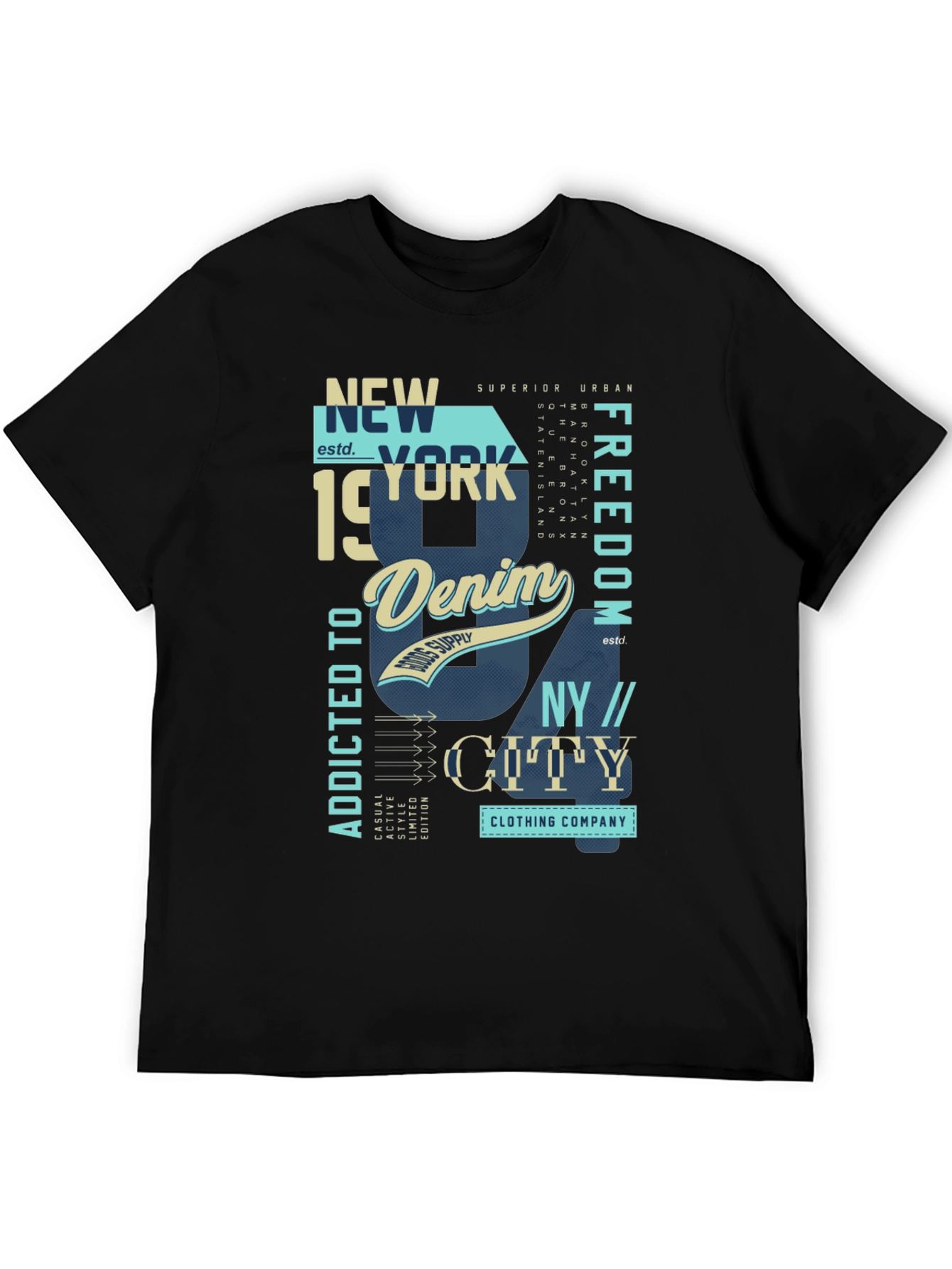 Black New York Denim Graphic T-Shirt view 5