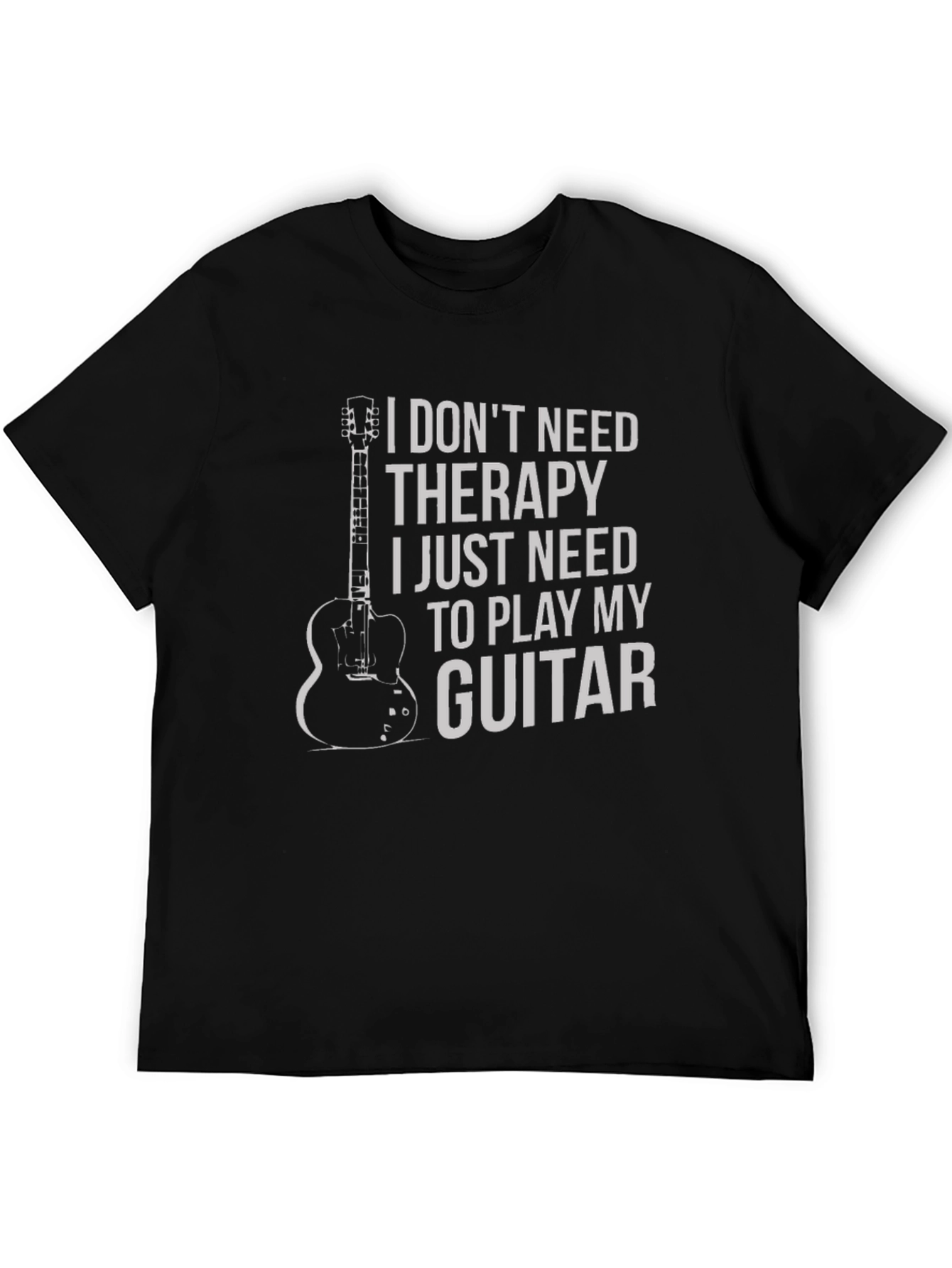 Black Guitar Therapy Graphic Tee - Musician's Essential view 5