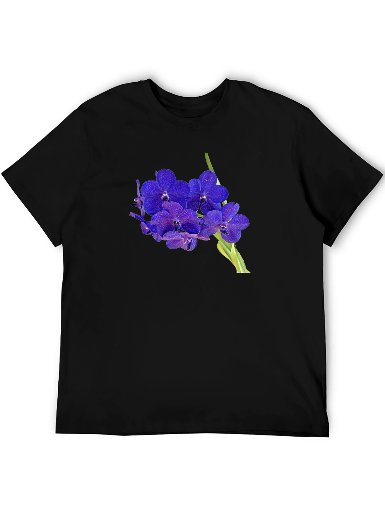 Black Floral Graphic Tee - Stylish Orchid Design view 5