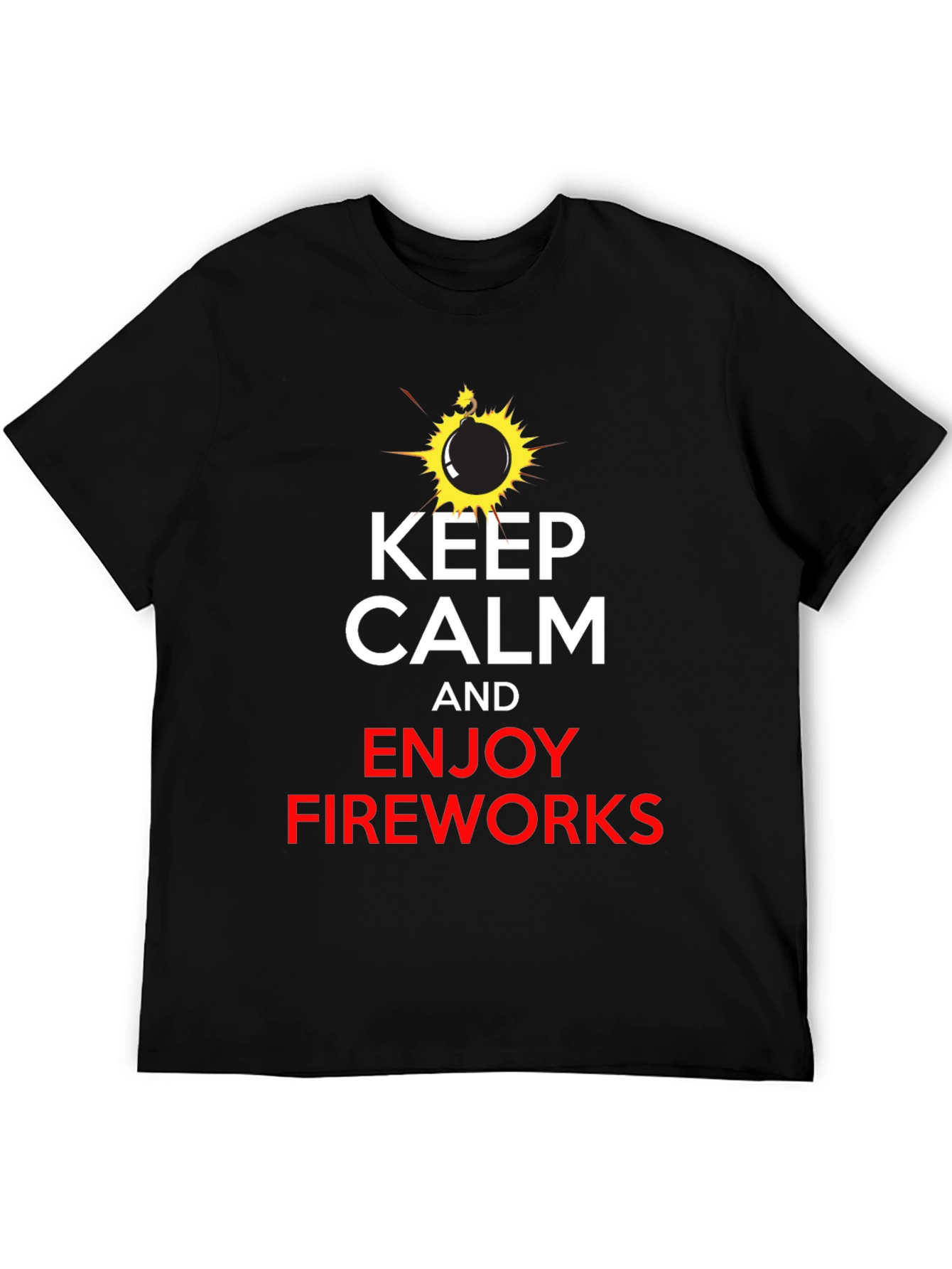 Black Keep Calm & Enjoy Fireworks Black T-Shirt view 5