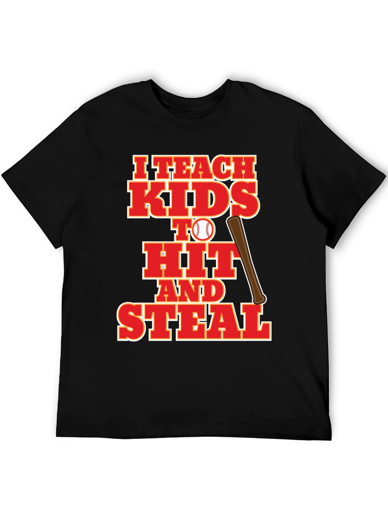 Black I Teach Kids to Hit and Steal Baseball T-Shirt view 5