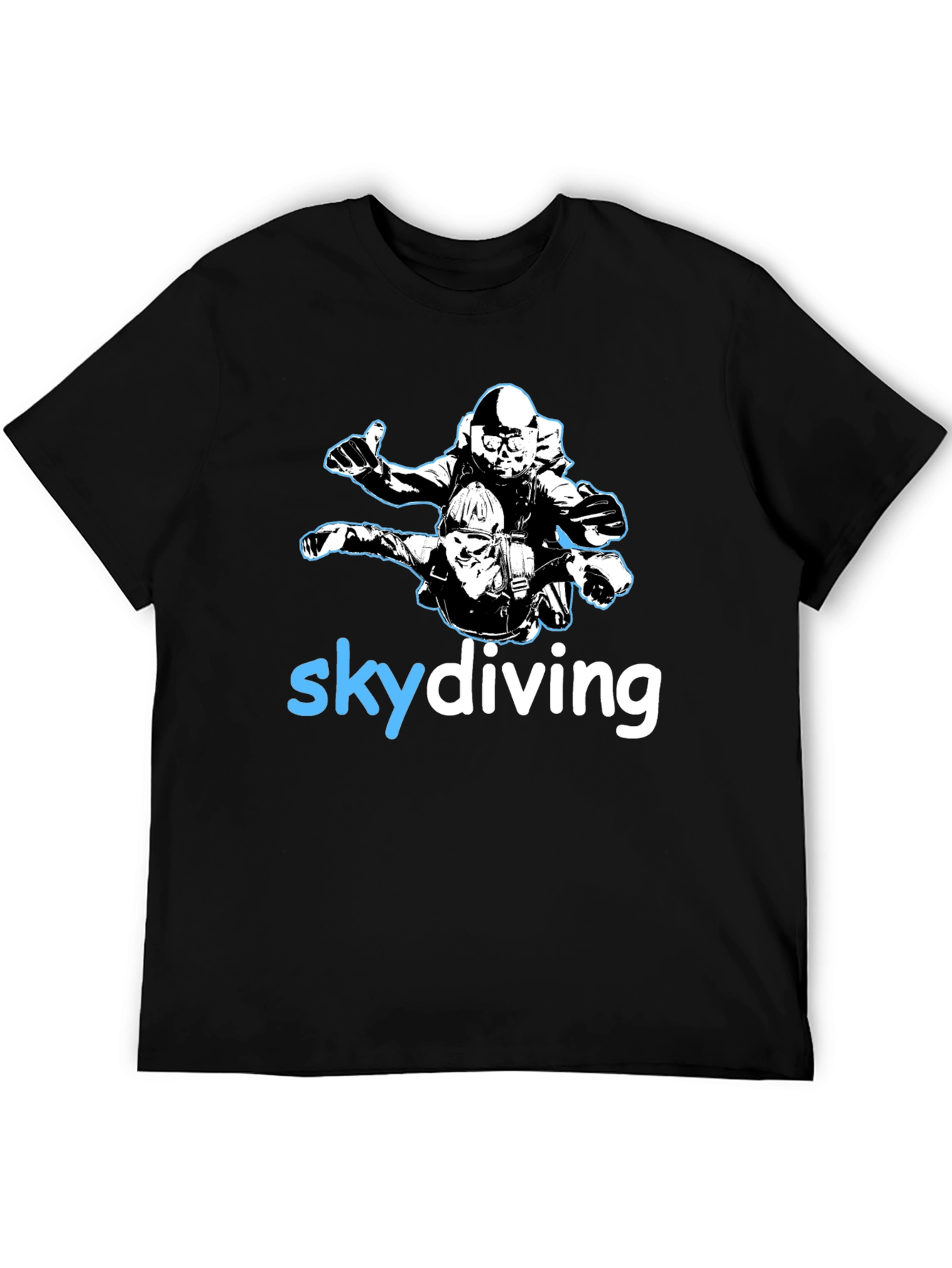 Black Skydiving T-Shirt: Tandem Jump Graphic Tee - Black view 5