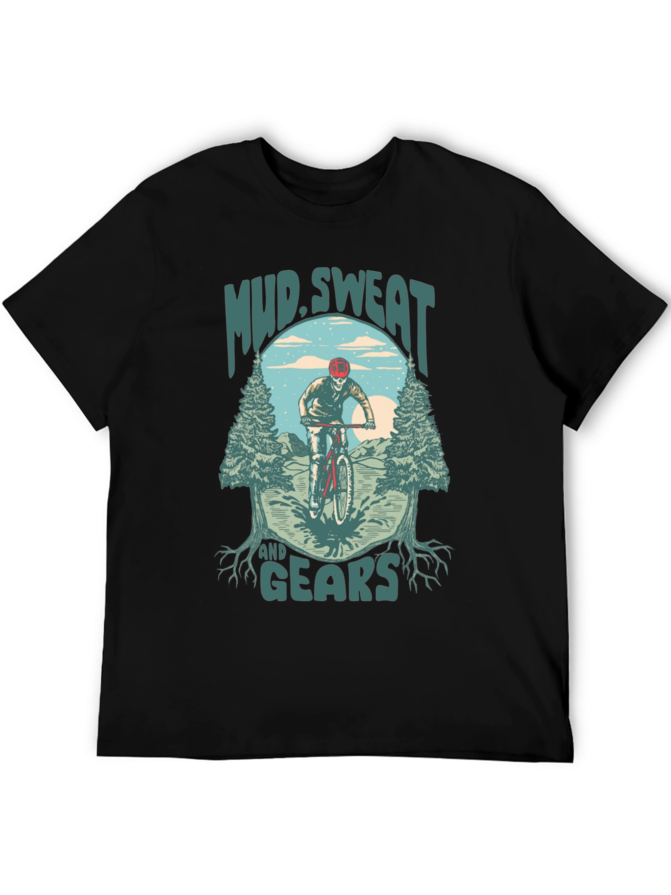 Black Mud Sweat and Gears Mountain Bike Graphic T-Shirt view 5