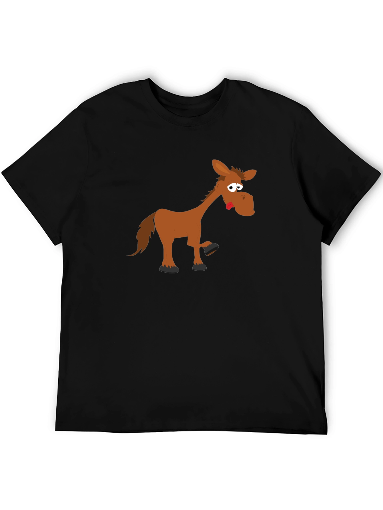 Black Funny Horse Graphic Tee - Black Cotton T-Shirt view 5