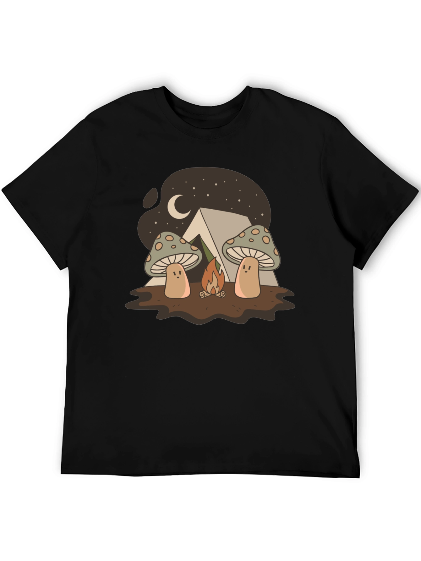 Black Mushroom Campfire Graphic T-Shirt - Nature Lover Tee view 5