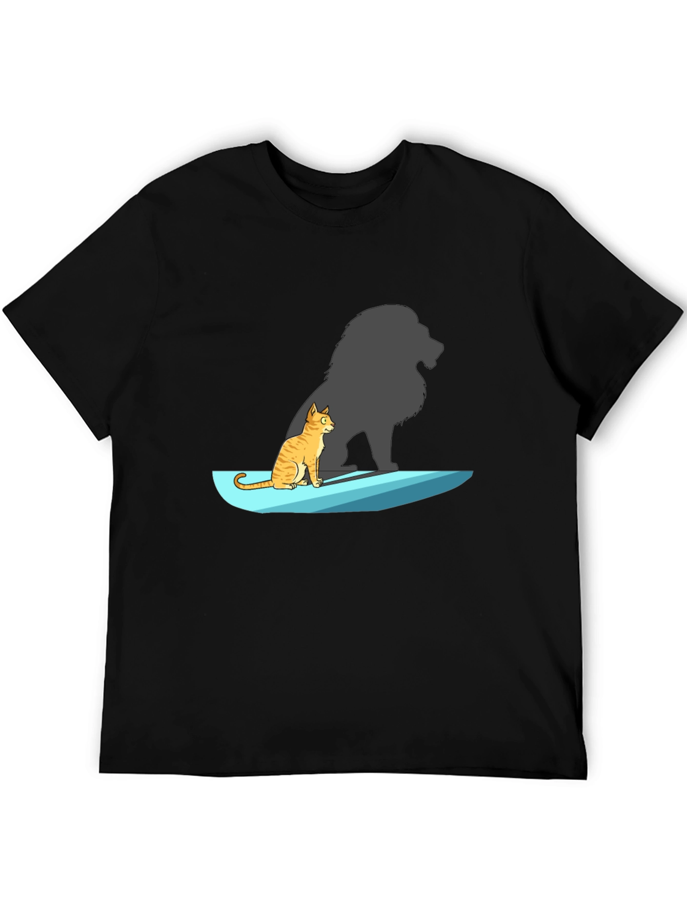 Black Cat with Lion Shadow T-Shirt - Unique Graphic Tee view 5
