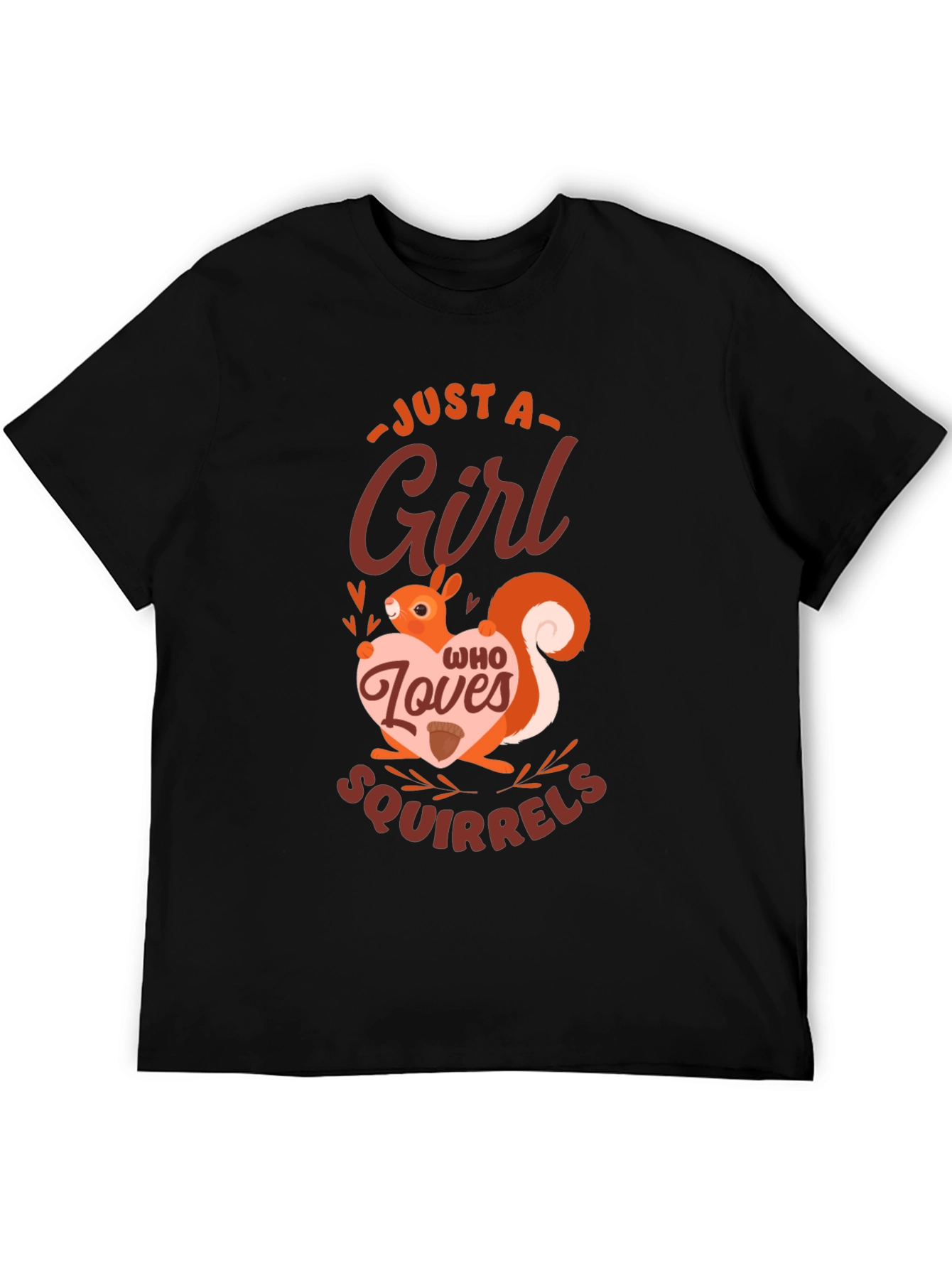 Black Just a Girl Who Loves Squirrels Graphic Tee view 5