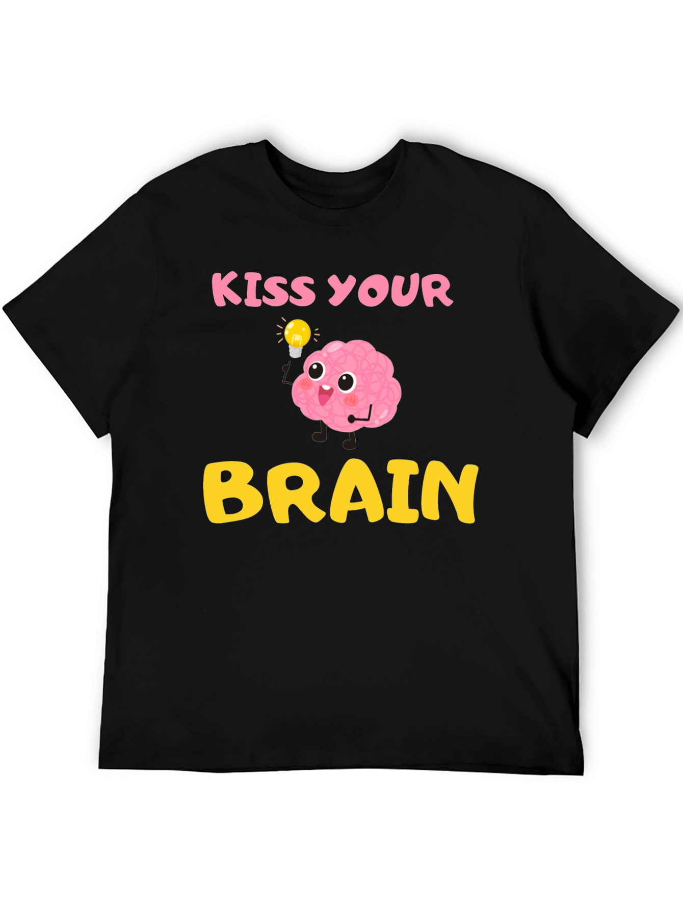 Black Kiss Your Brain T-Shirt - Funny Brain Cartoon Tee view 5