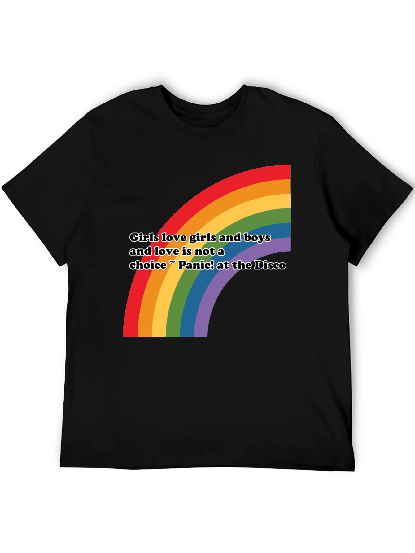 Black Rainbow Love T-Shirt - Girls Love Girls and Boys LGBTQ+ Pride view 5