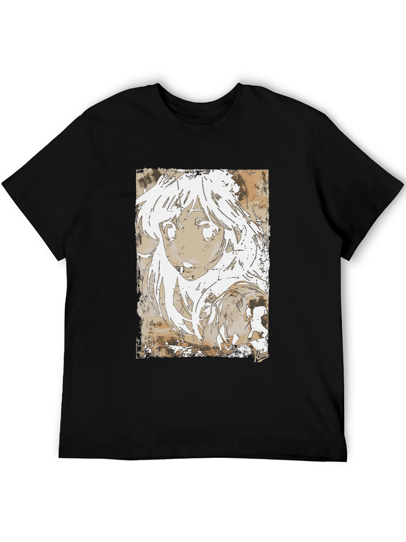 Black Anime Girl Graphic Tee - Stylish Black Cotton T-Shirt view 5