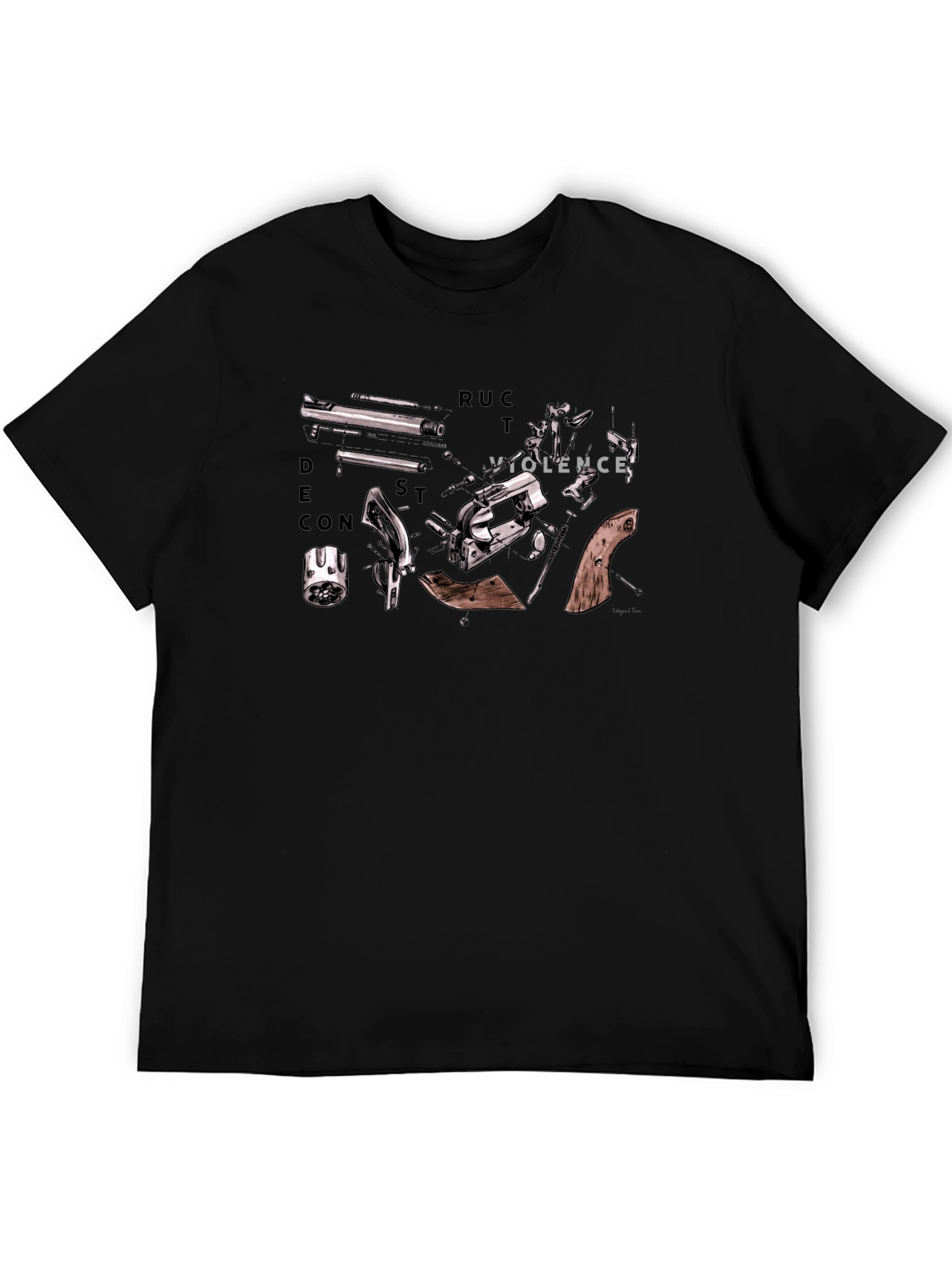 Black Deconstruct Violence Graphic T-Shirt view 5