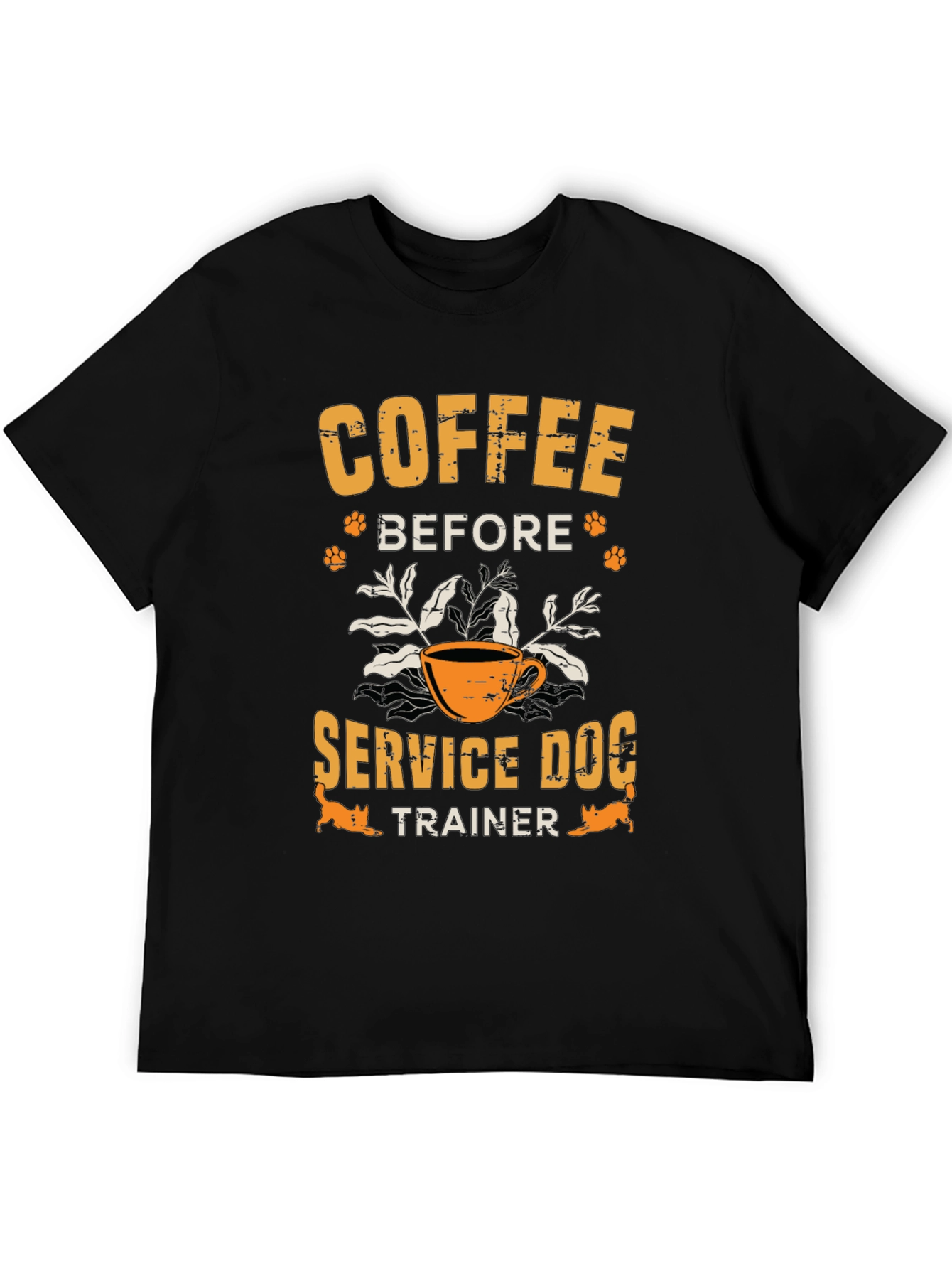 Black Coffee Before Service Dog Trainer T-Shirt view 5