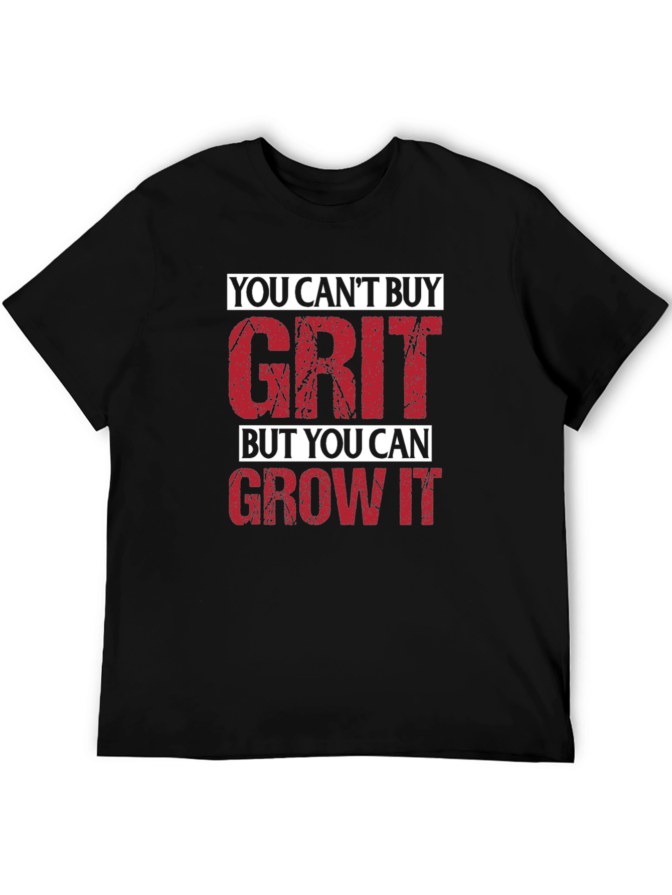 Black Motivational Grit Graphic T-Shirt - Men's Black Tee view 5