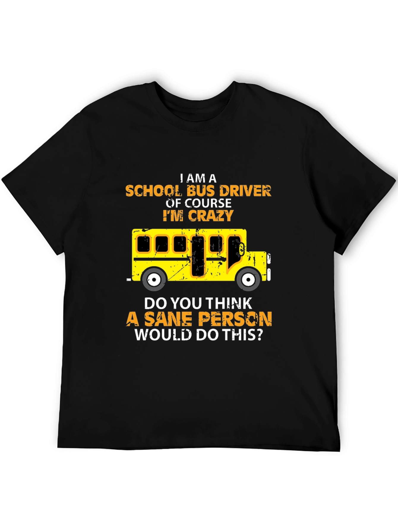 Black Crazy School Bus Driver T-Shirt view 5