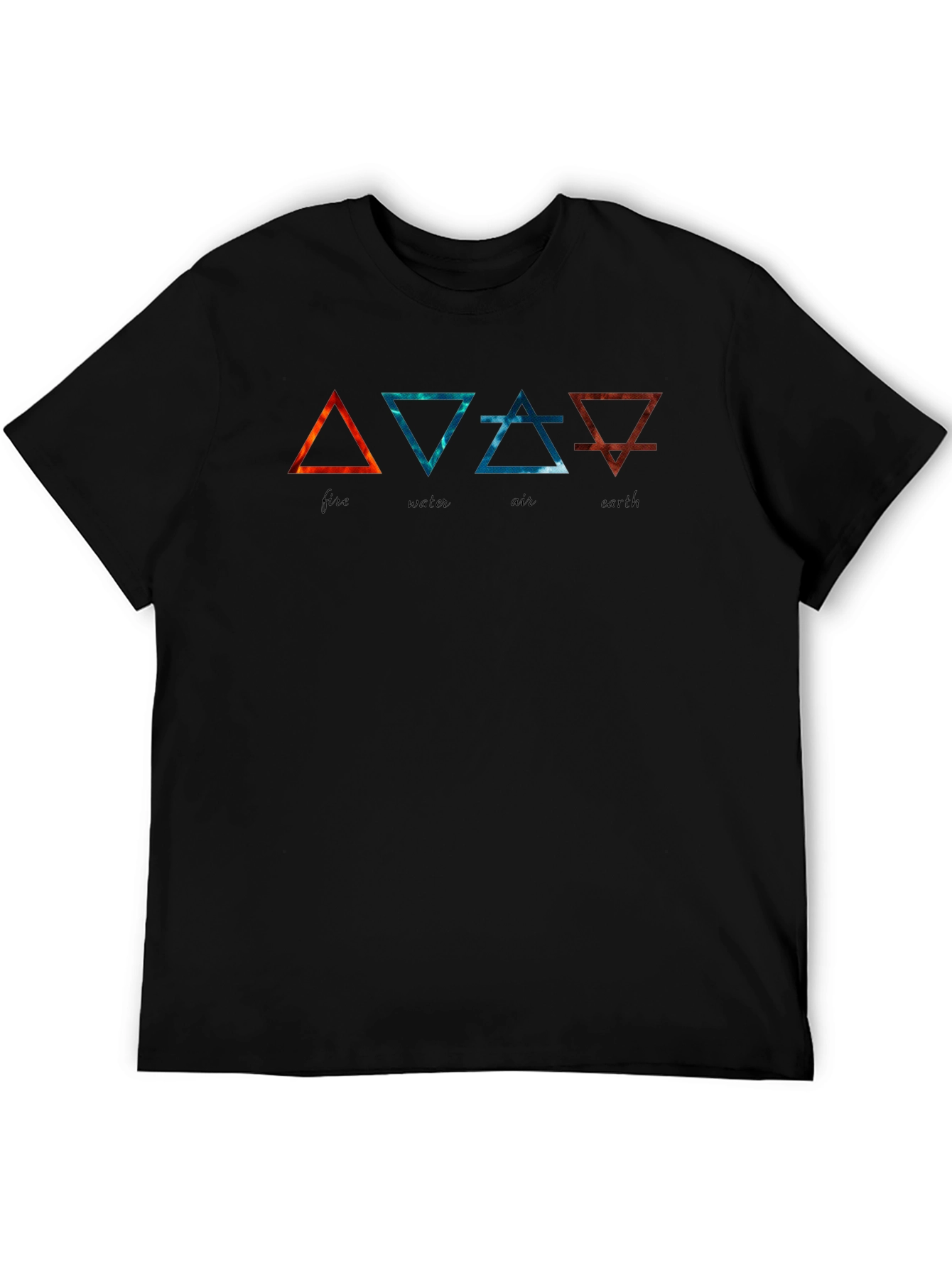 Black Elemental Symbol T-Shirt - Fire, Water, Air, Earth Graphic Tee view 5