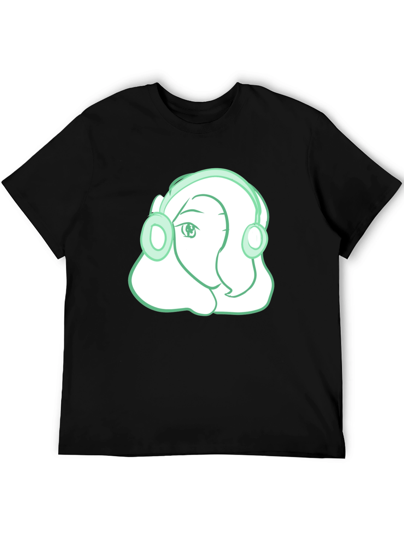 Black Headphone Girl Graphic T-Shirt - Trendy Black Tee view 5