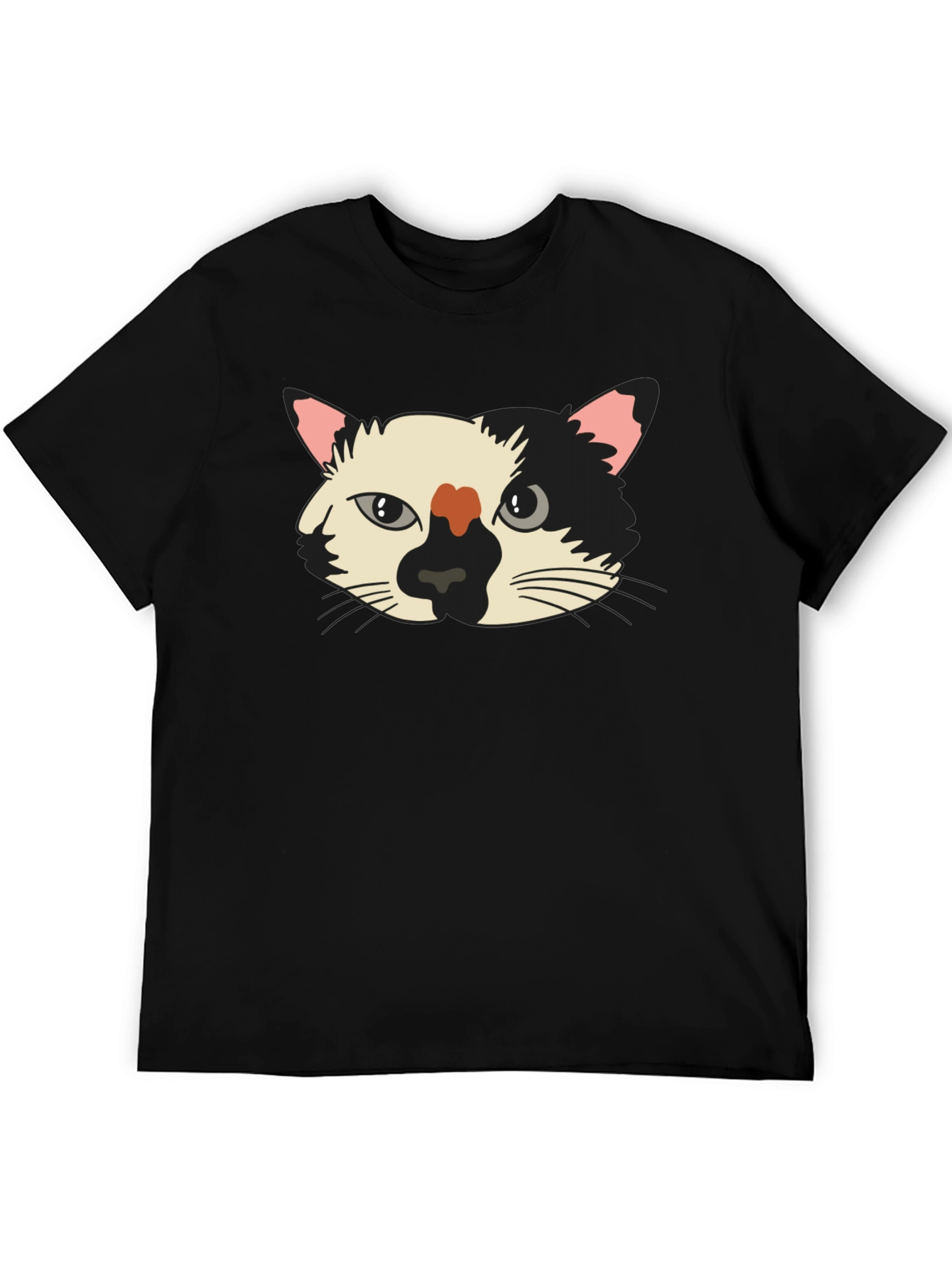 Black Cat Face Graphic Tee - Unisex Black T-Shirt view 5