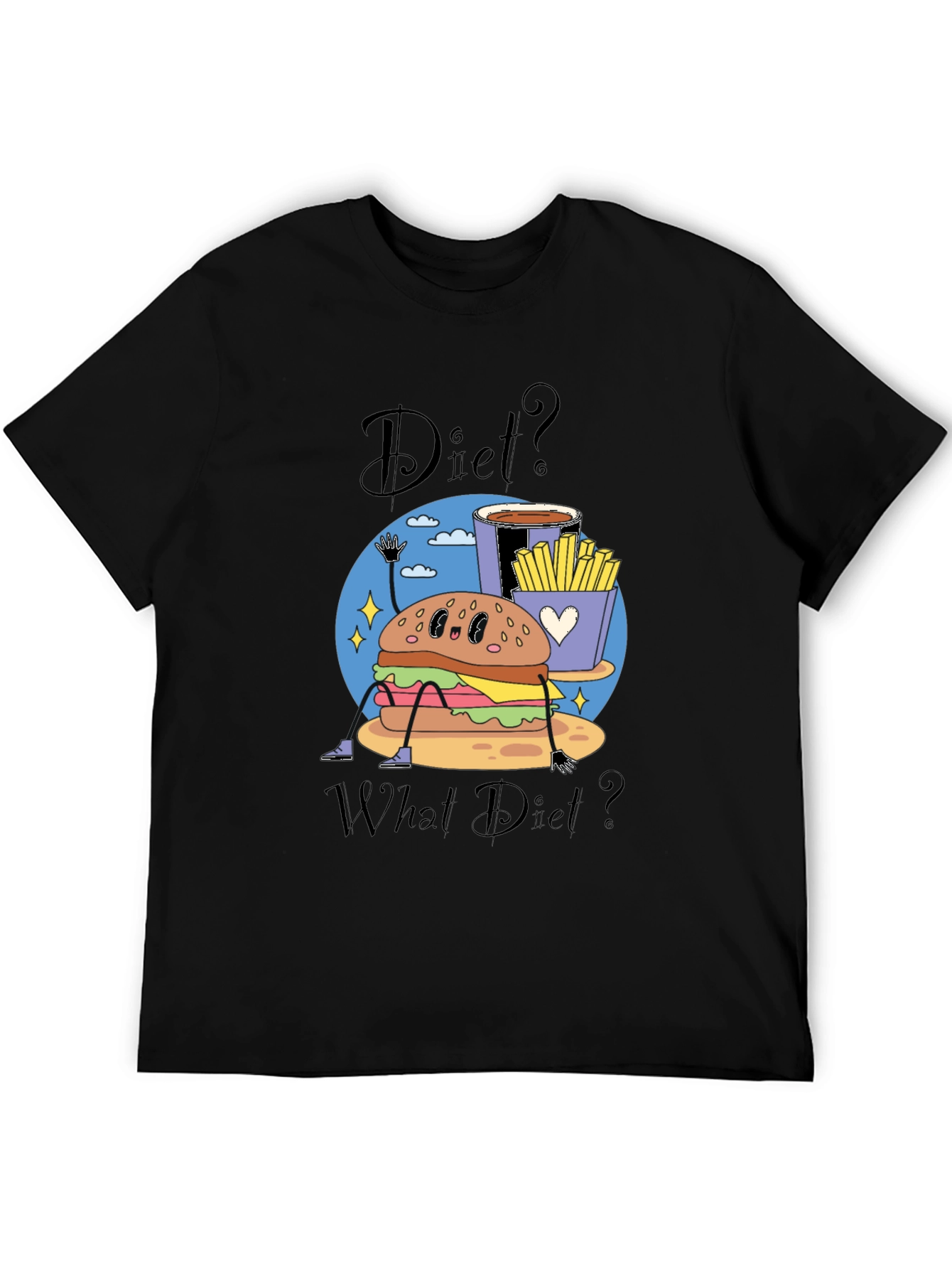 Black Diet? What Diet? Funny Cartoon Food T-Shirt view 5