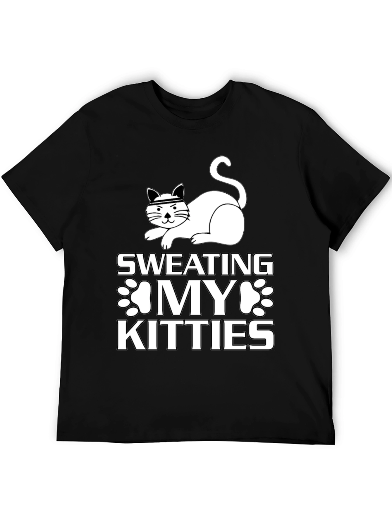 Black Sweating My Kitties Black Graphic Tee view 5