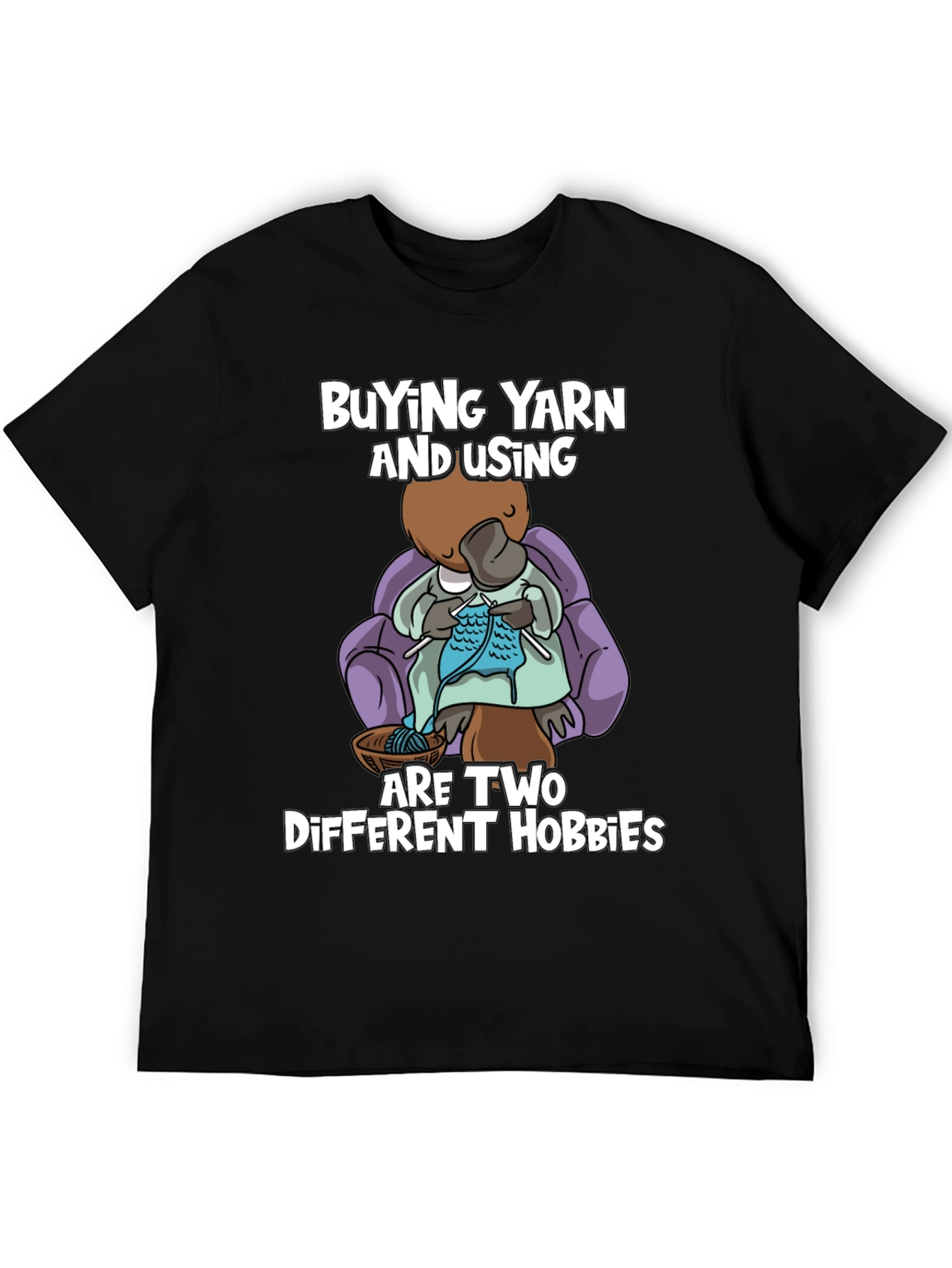 Black Funny Knitting Hobby T-Shirt view 5