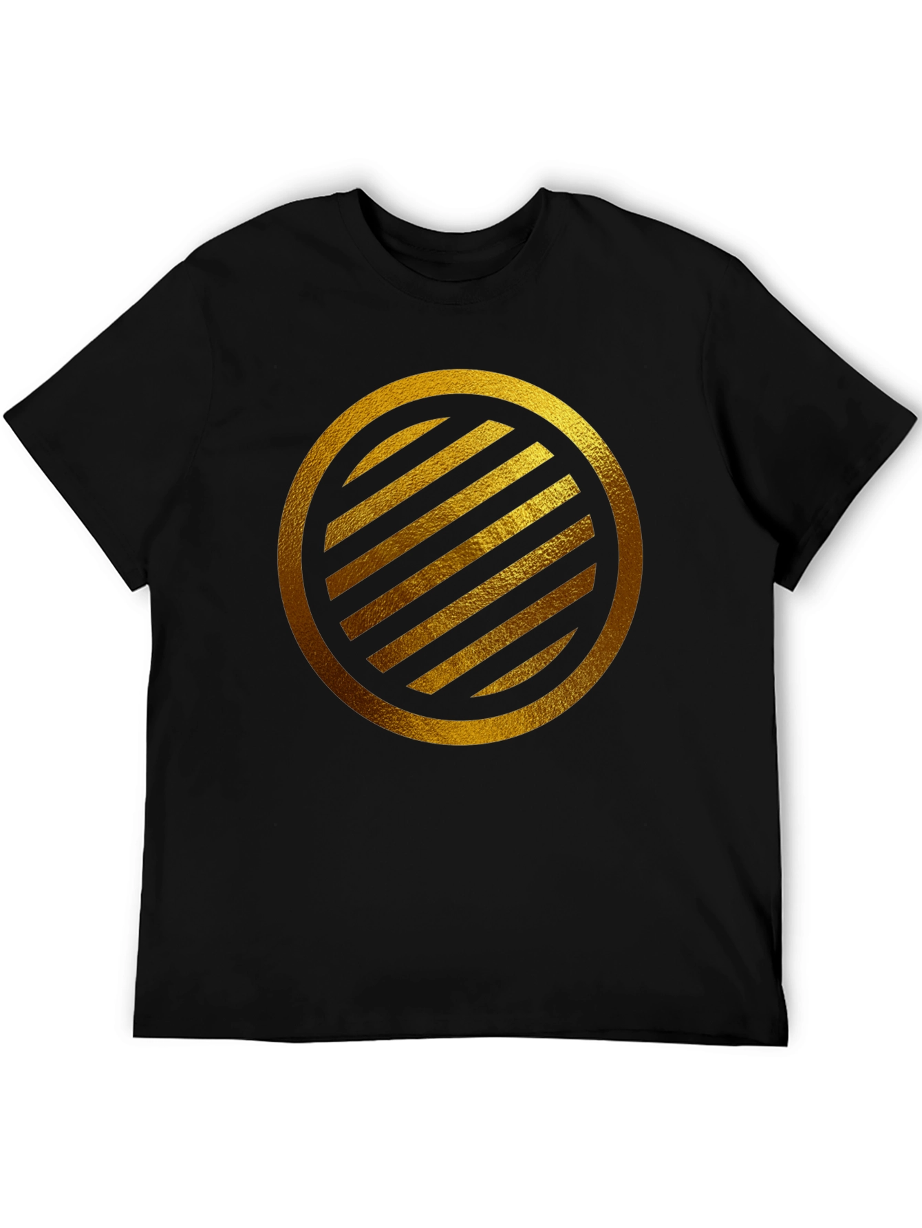 Gold Striped Circle on Black T-Shirt - 5