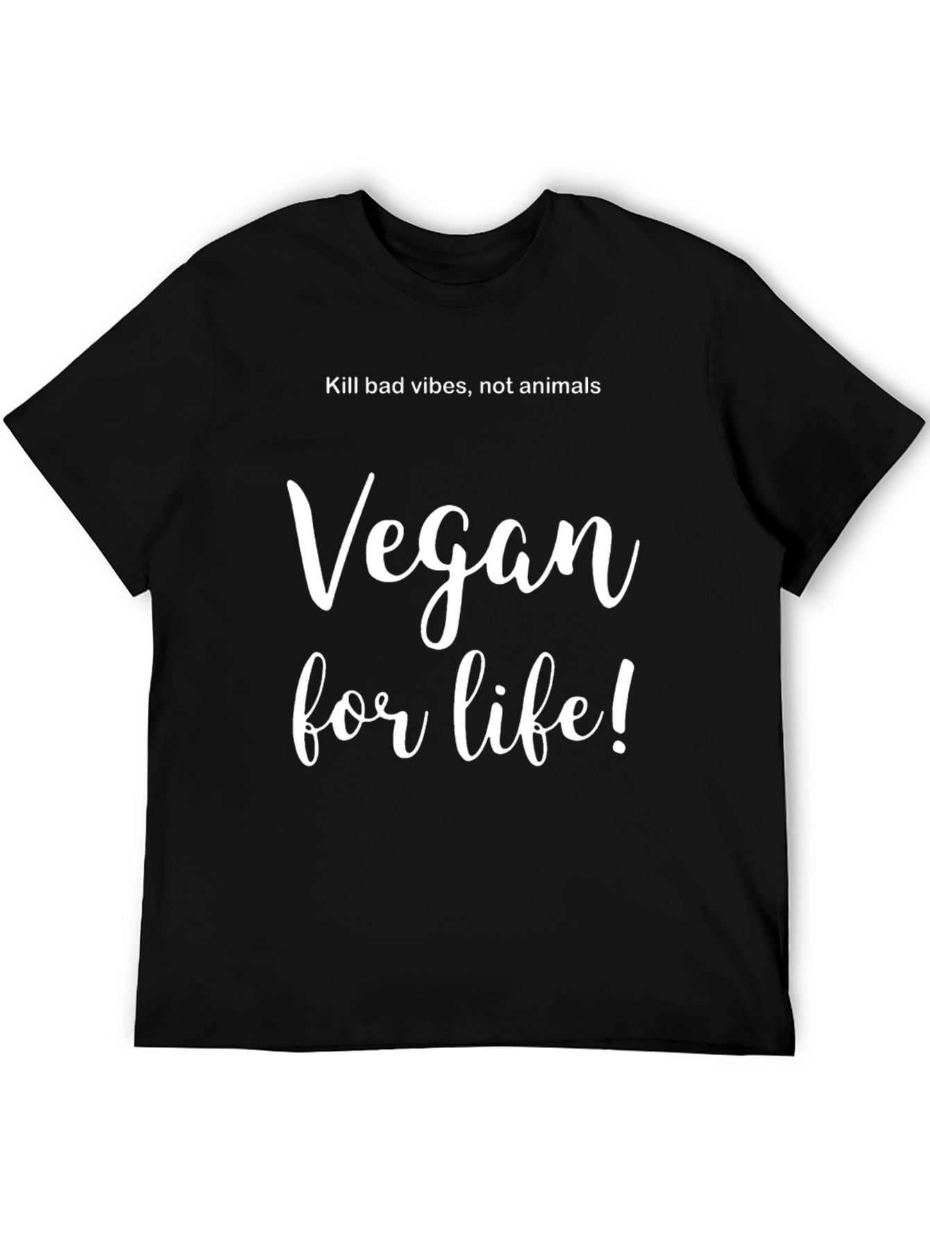Black Vegan for Life T-Shirt - Black Vegan Statement Tee view 5