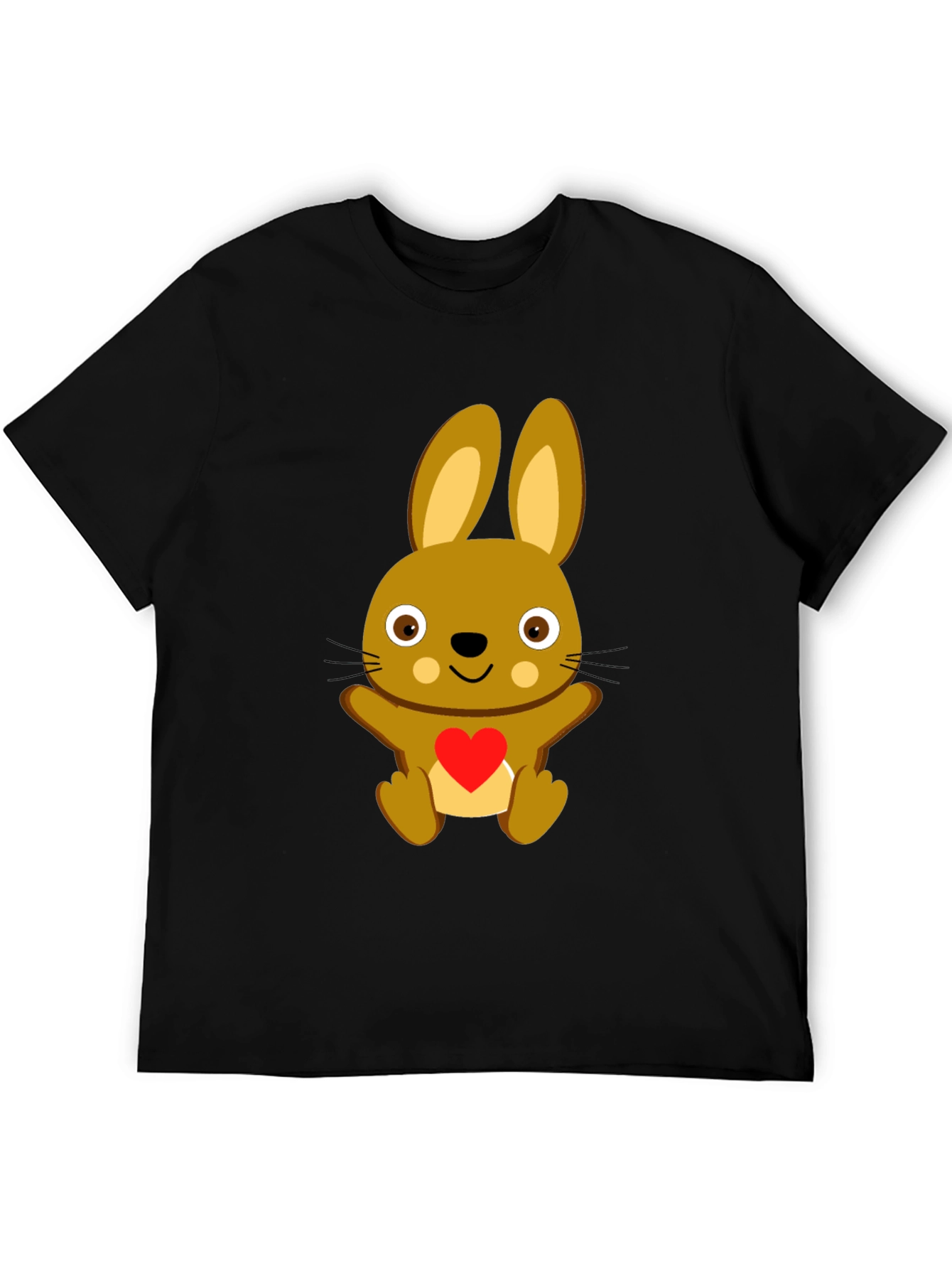 Black Cute Bunny Heart T-Shirt - Black view 5