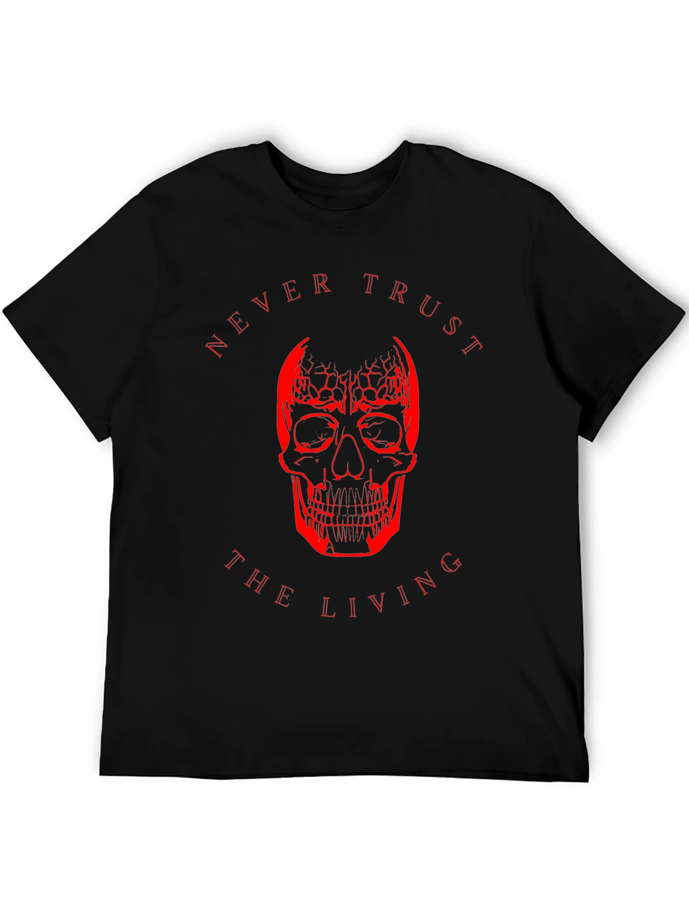 Black Edgy Skull Graphic Tee - Never Trust the Living T-Shirt view 5