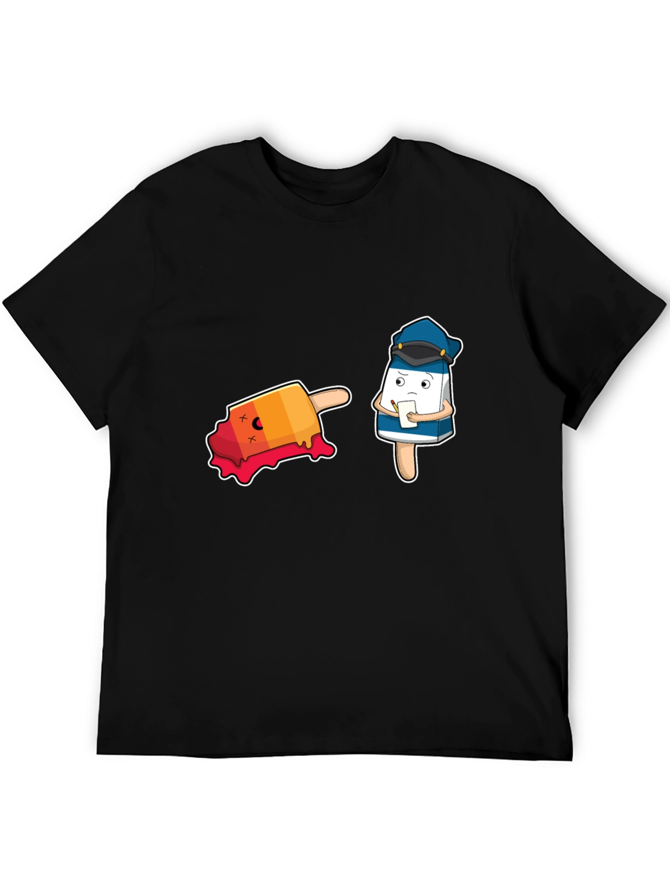 Black Funny Cartoon Ice Cream Police T-Shirt view 5