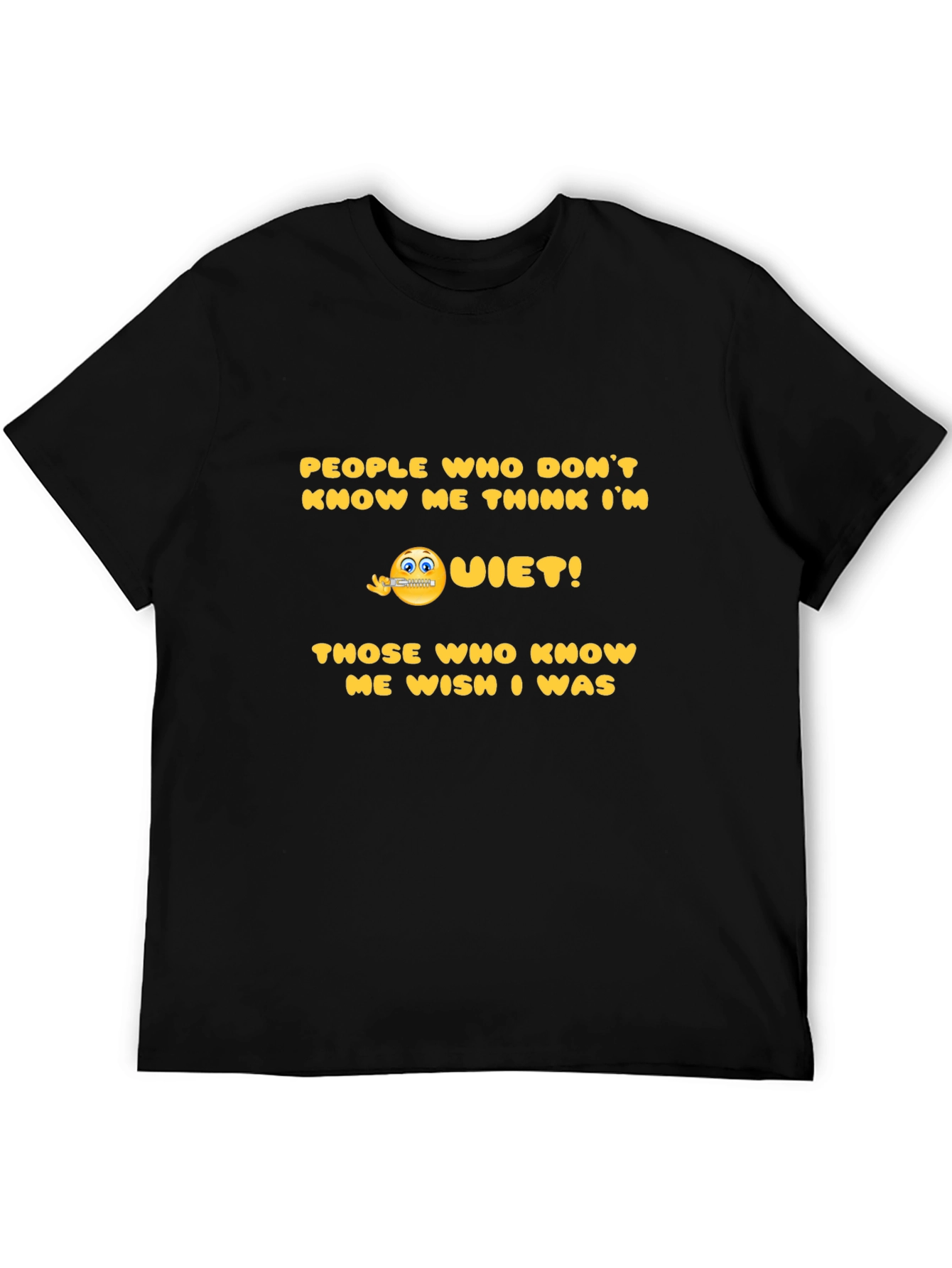 Black Funny "Quiet!" Graphic T-Shirt view 5