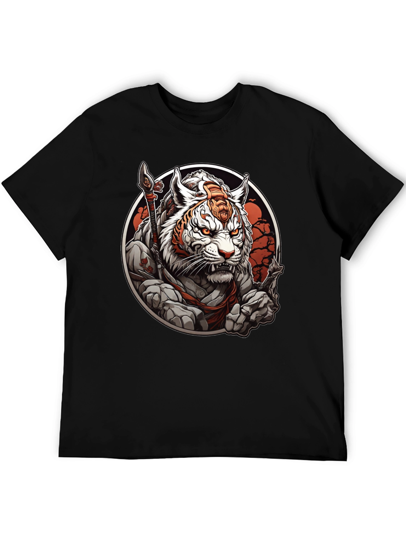 Black Tiger Warrior Graphic Tee - Men's Black T-Shirt view 5